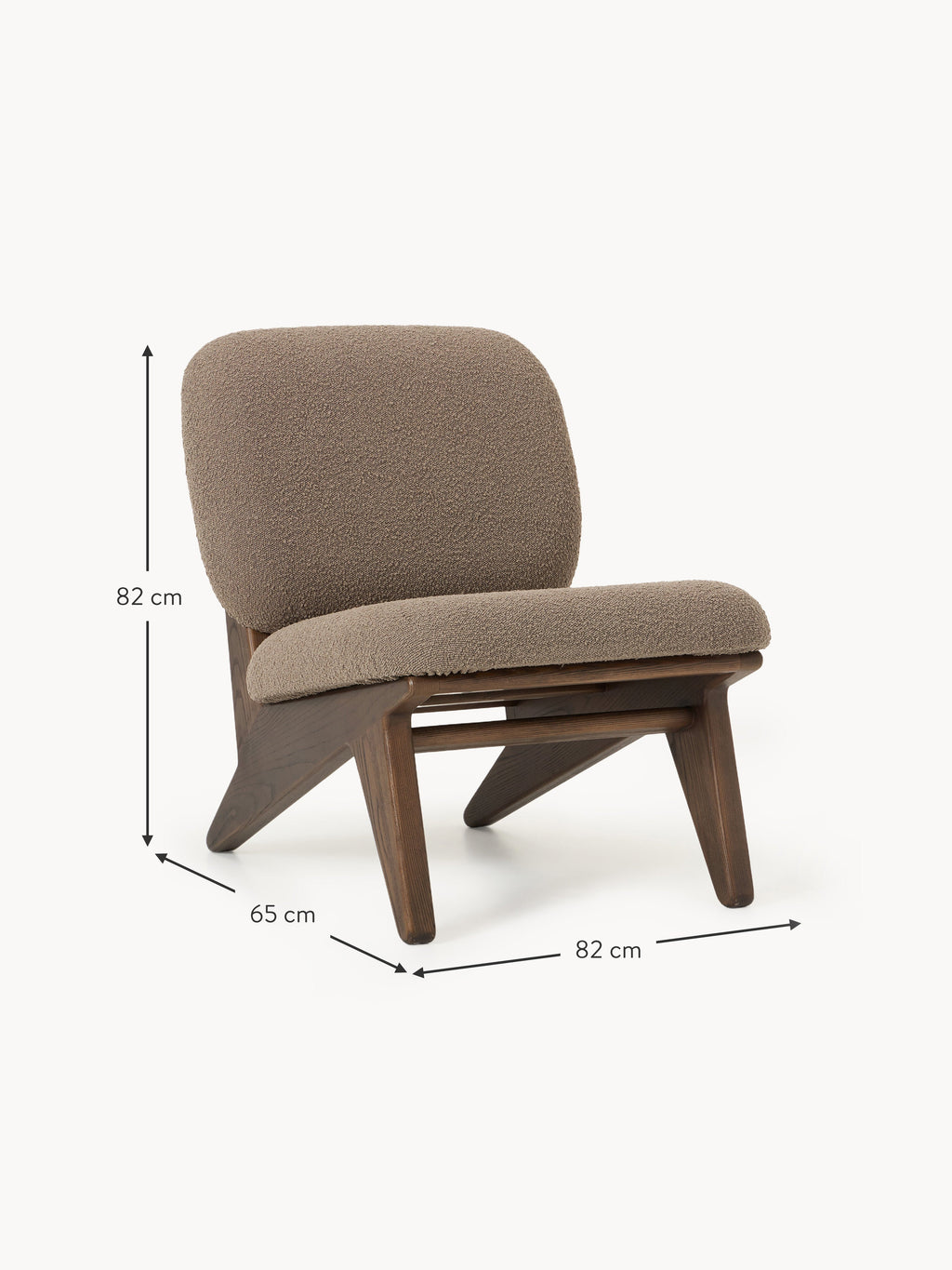 Shenay Ash Wood Lounge Chair with Bouclé Upholstery