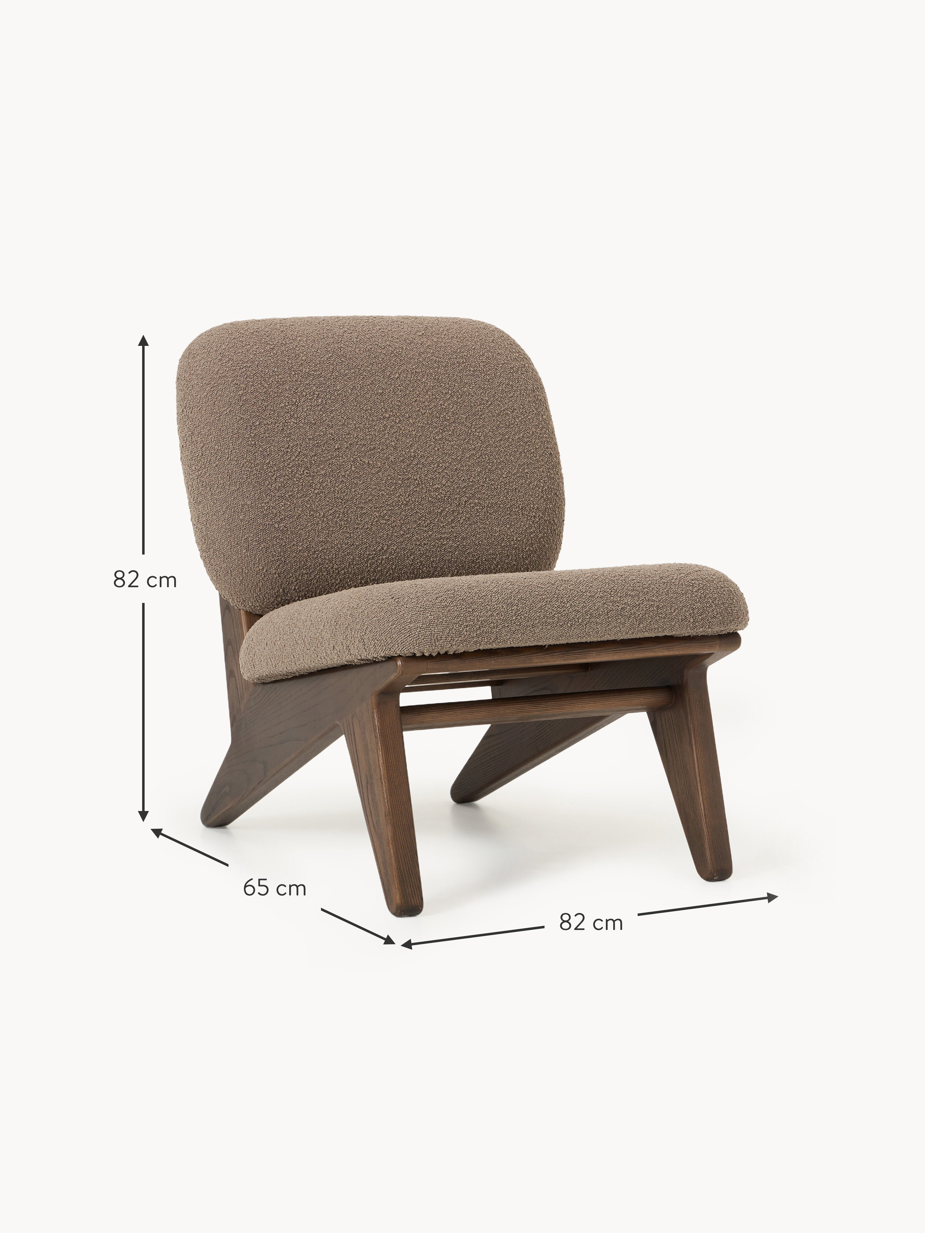 Shenay Ash Wood Lounge Chair with Bouclé Upholstery