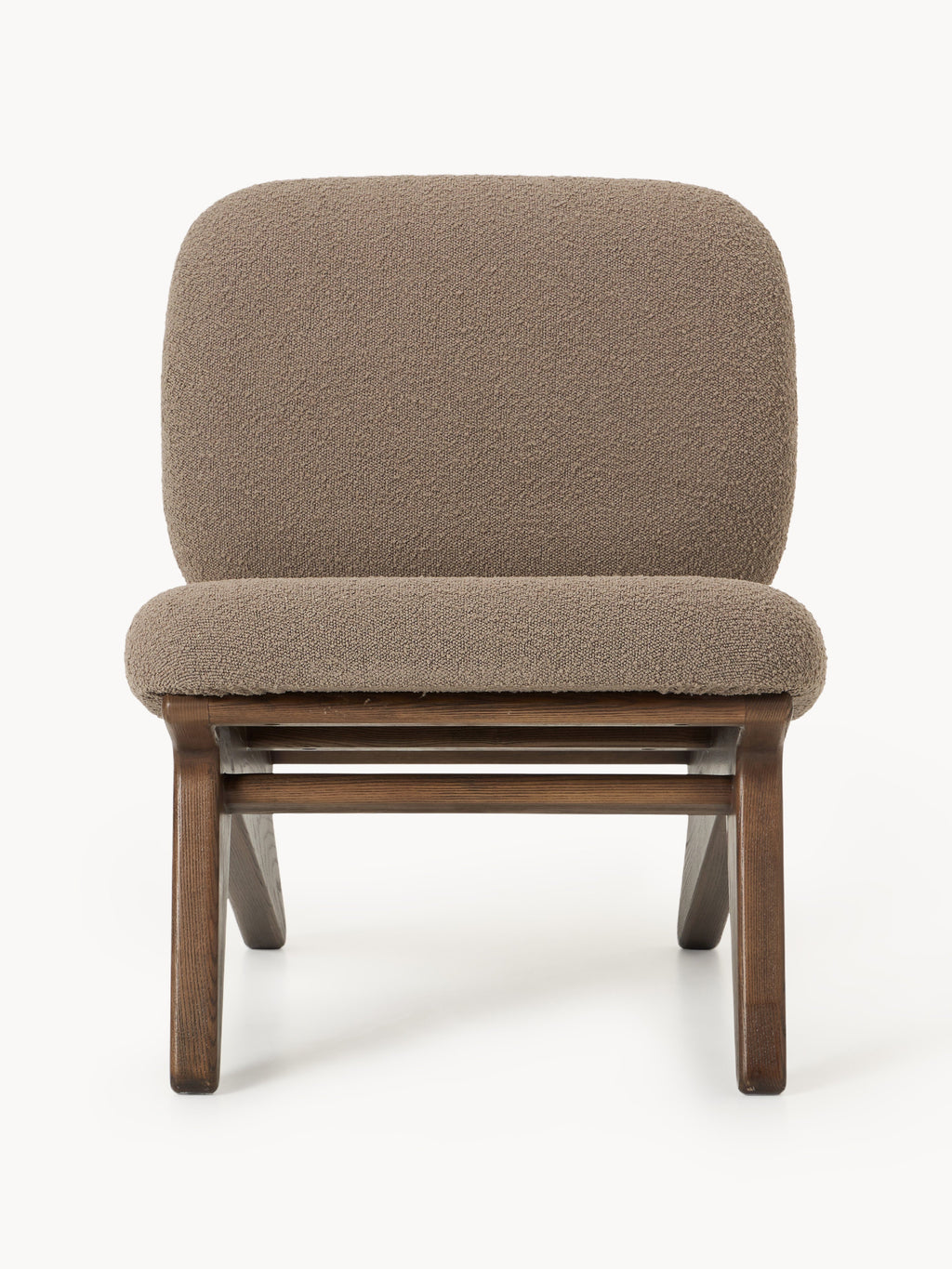 Shenay Ash Wood Lounge Chair with Bouclé Upholstery