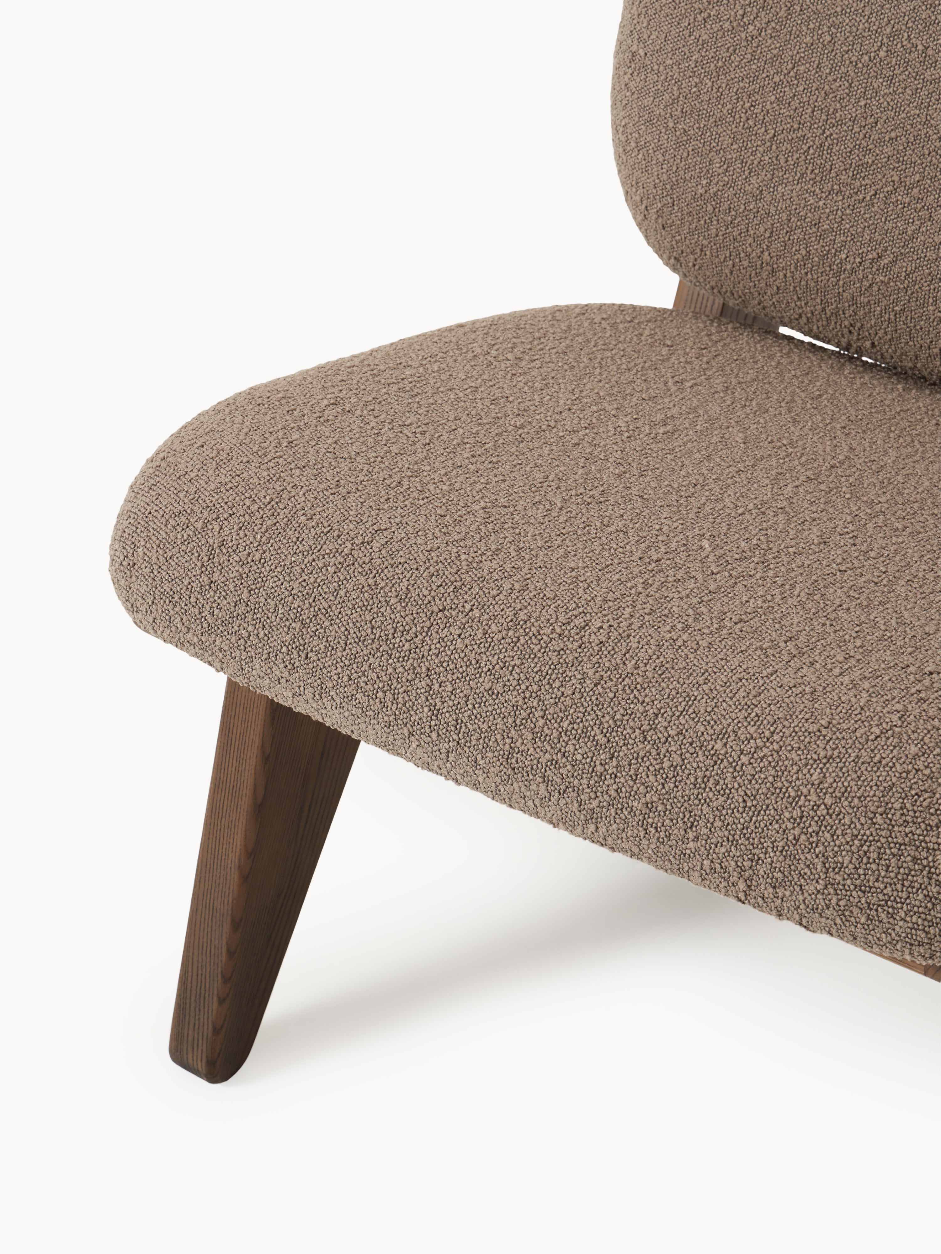 Shenay Ash Wood Lounge Chair with Bouclé Upholstery
