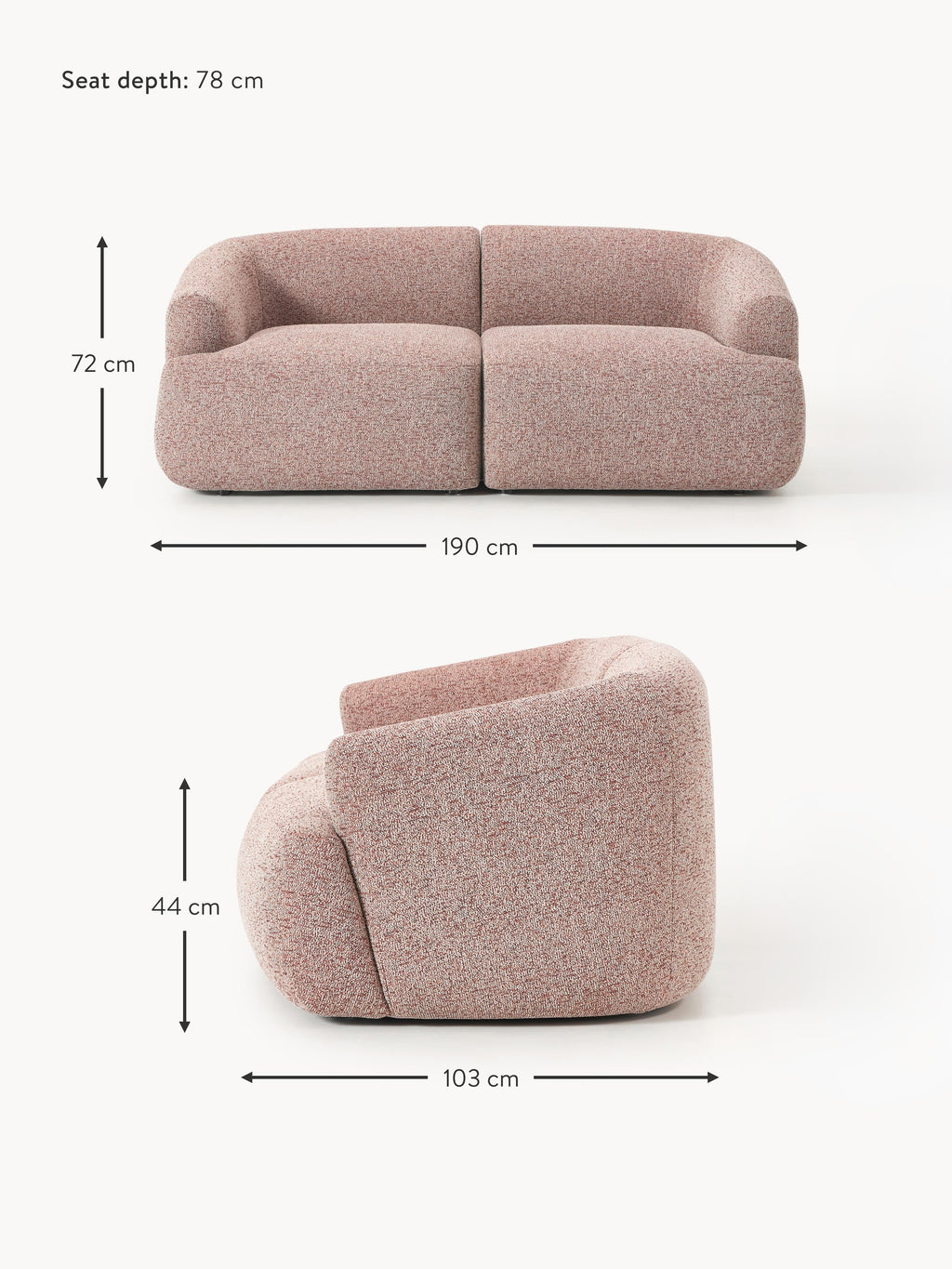 Sofia Modular Bouclé Sofa (2-seater)