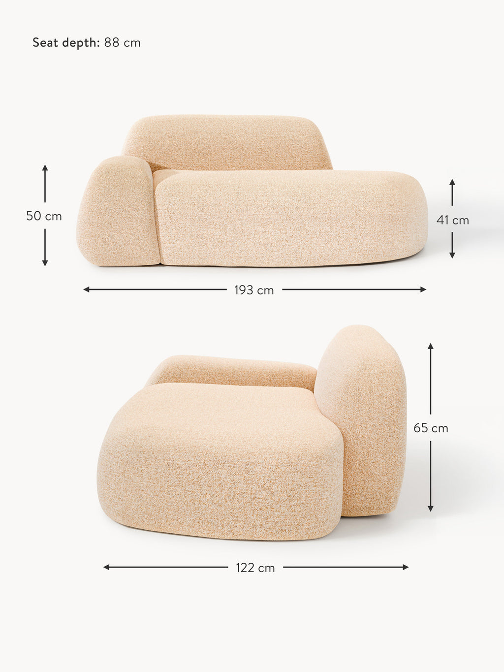 Wolke Bouclé Sofa (2-seater) with Chaise End