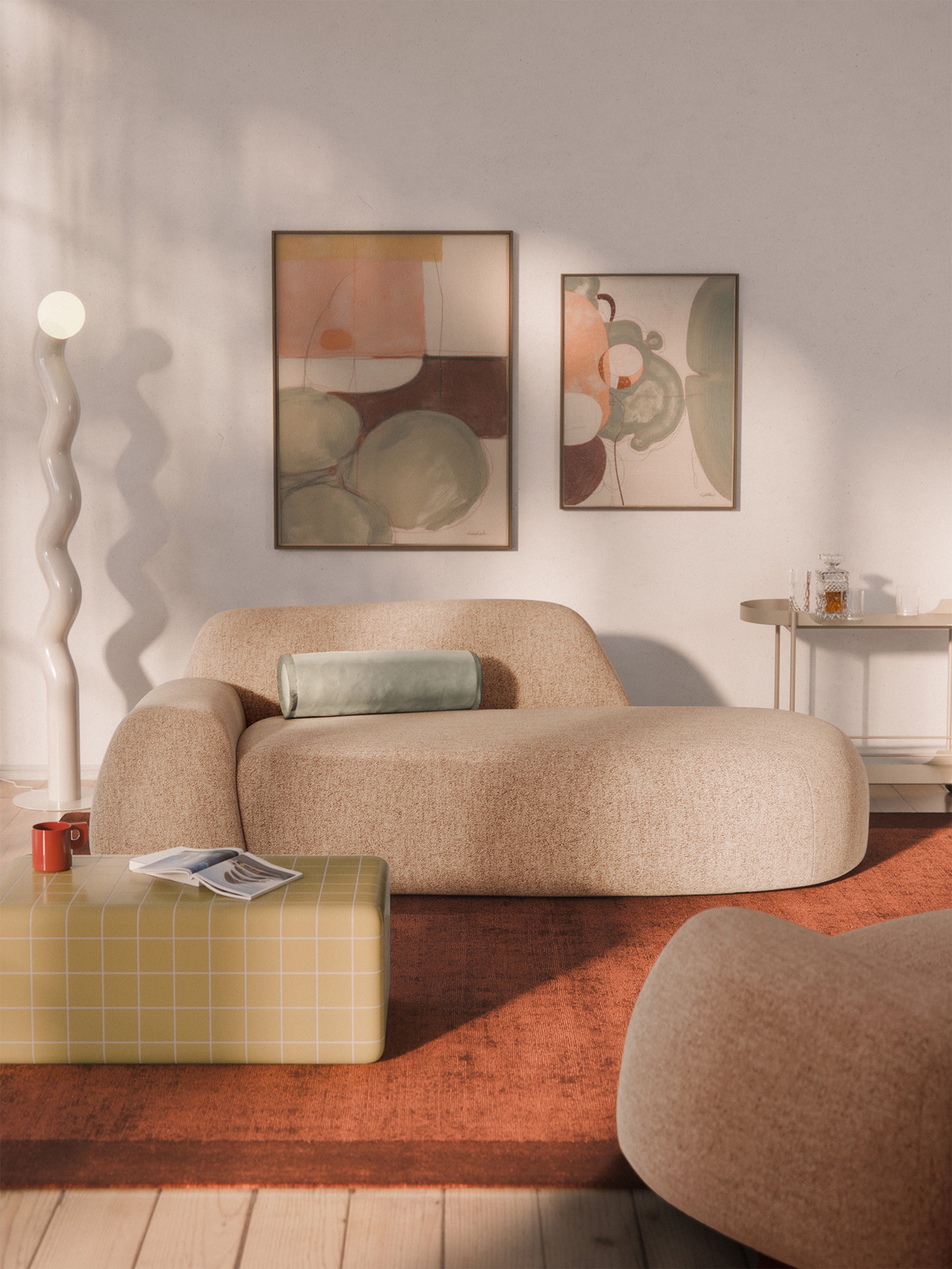 Wolke Bouclé Sofa (2-seater) with Chaise End