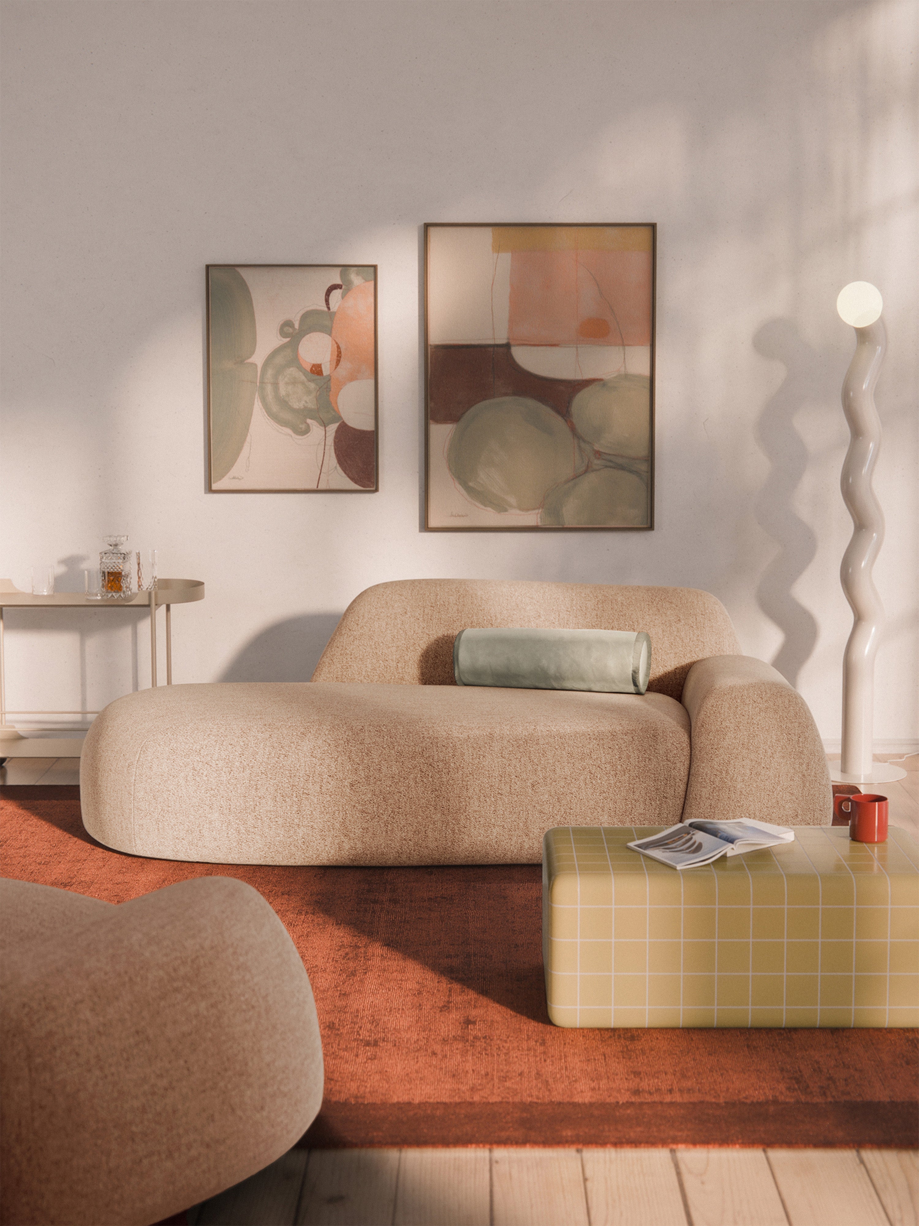 Wolke Bouclé Sofa (2-seater) with Chaise End