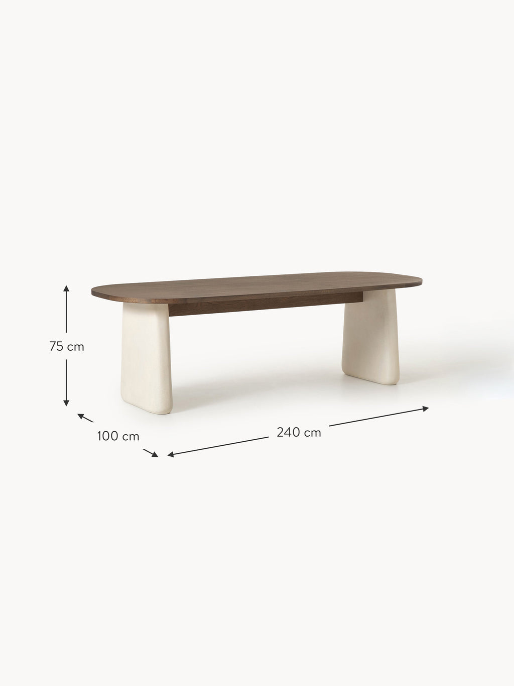 Dune Oval Oak Wood Dining Table, in various sizes