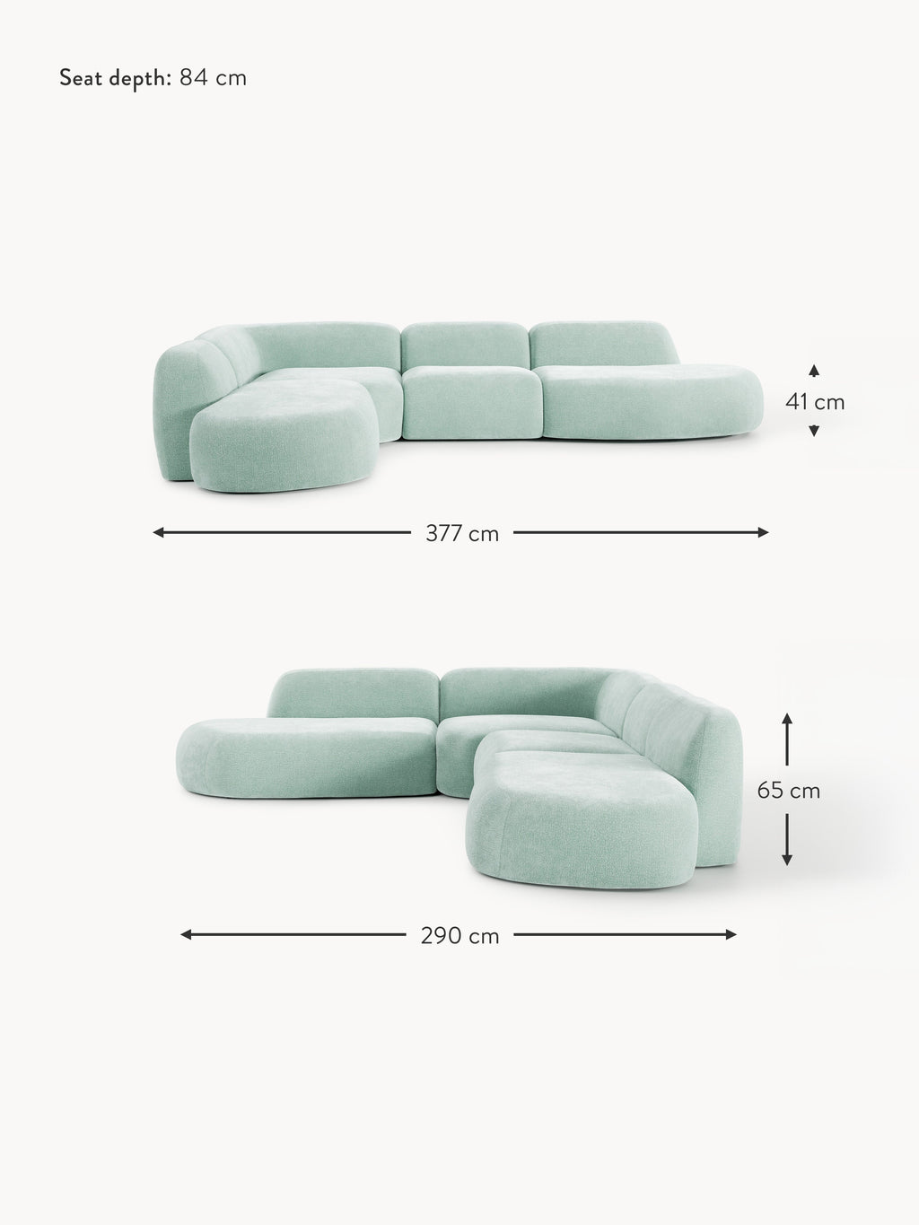 Wolke XL Modular Corner Sofa with Chaise Ends