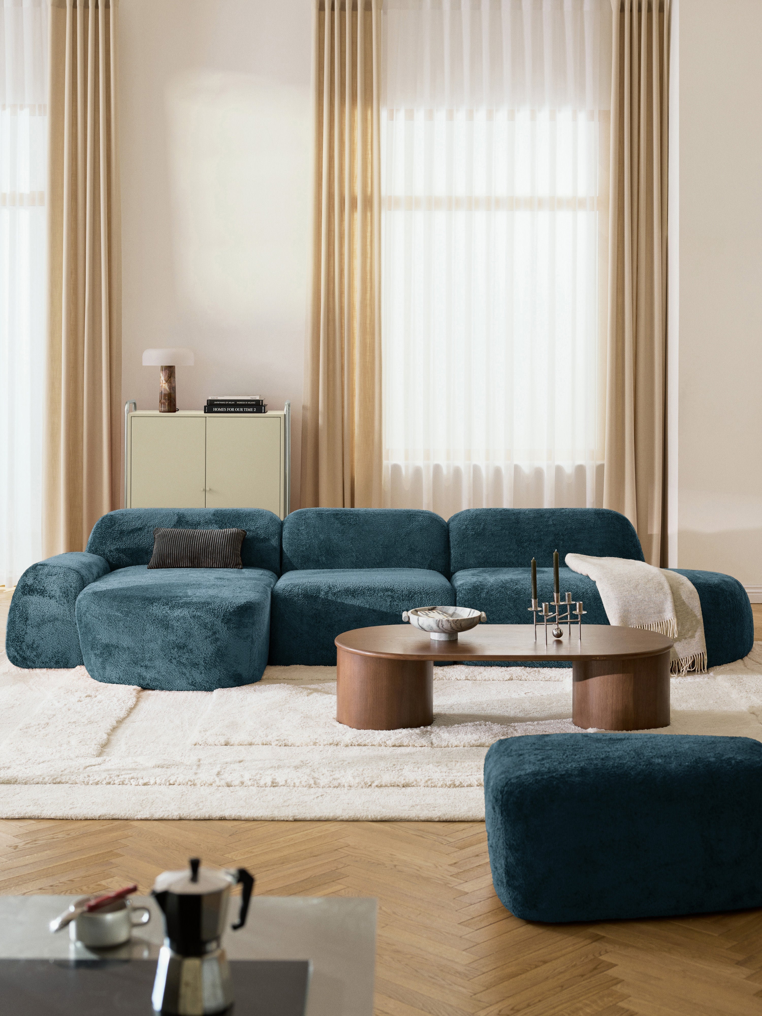 Wolke Modular Teddy Bouclé Corner Sofa (4-seater) with Chaise End