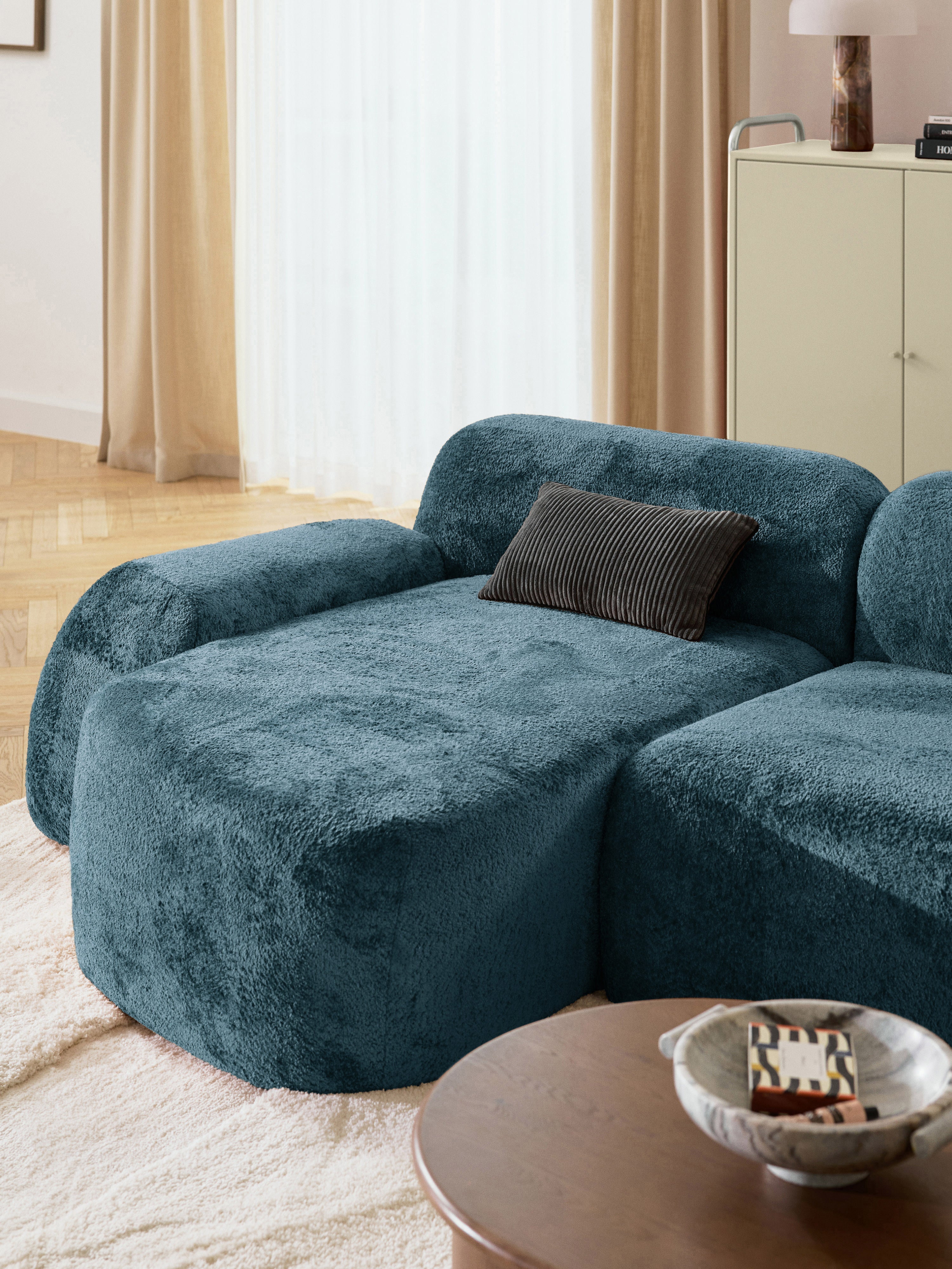 Wolke Modular Teddy Bouclé Corner Sofa (4-seater) with Chaise End