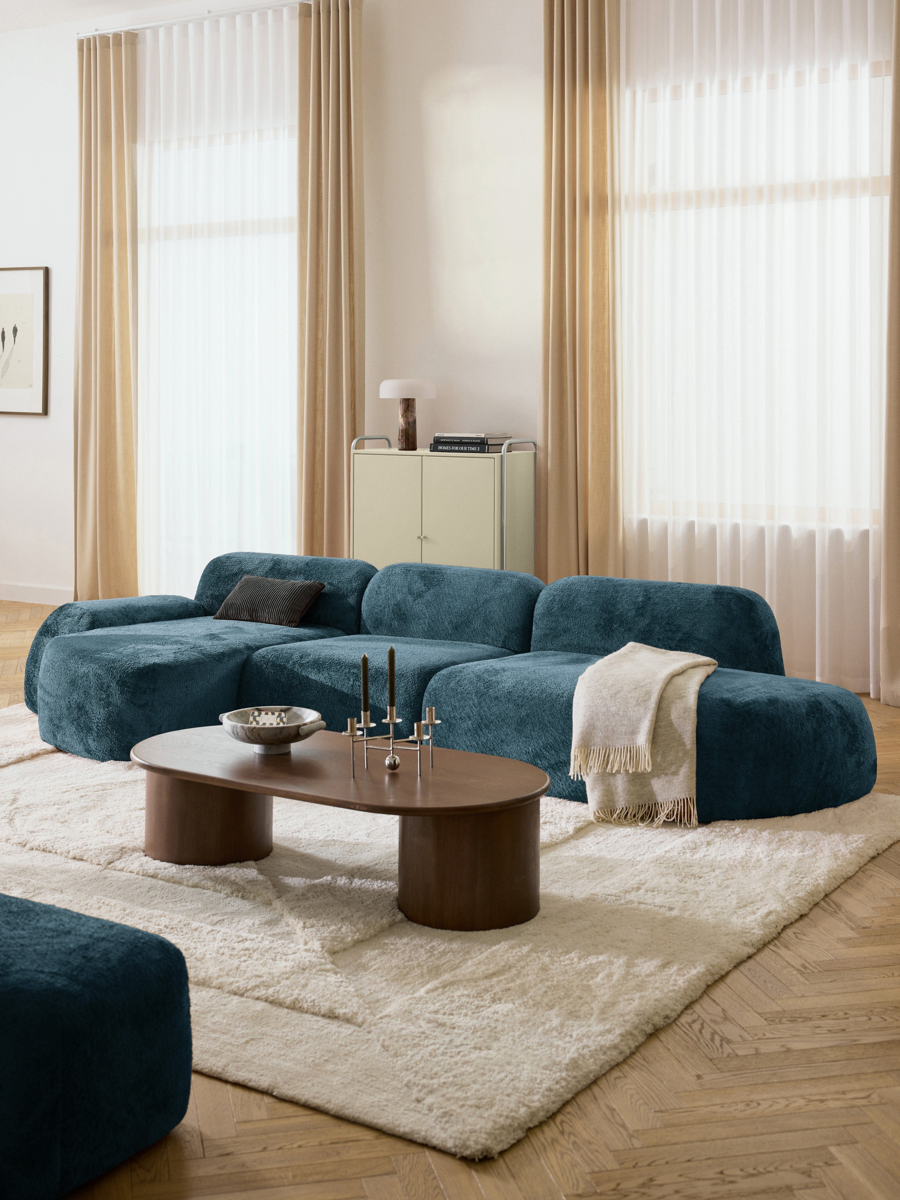 Wolke Modular Teddy Bouclé Corner Sofa (4-seater) with Chaise End