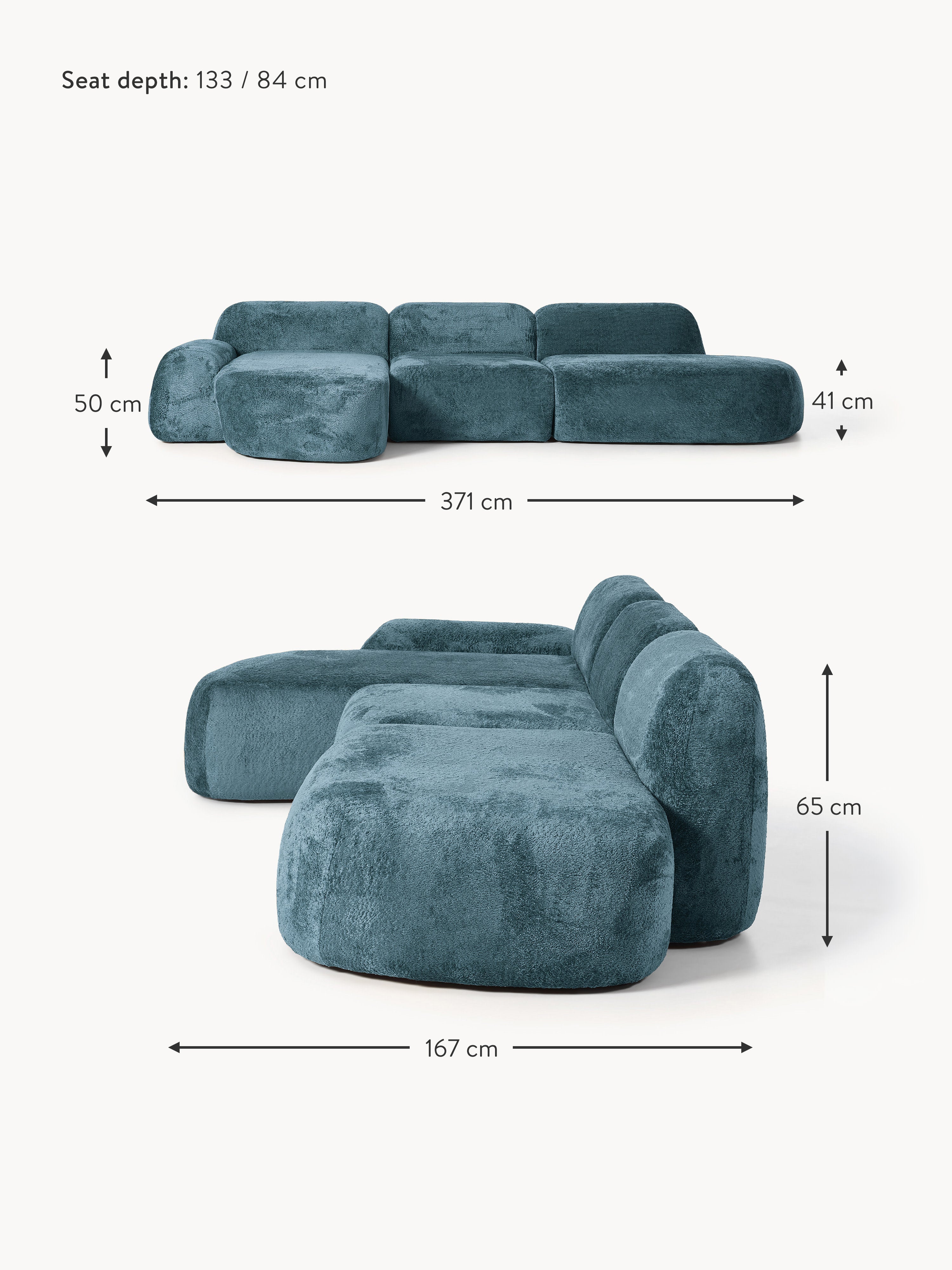 Wolke Modular Teddy Bouclé Corner Sofa (4-seater) with Chaise End