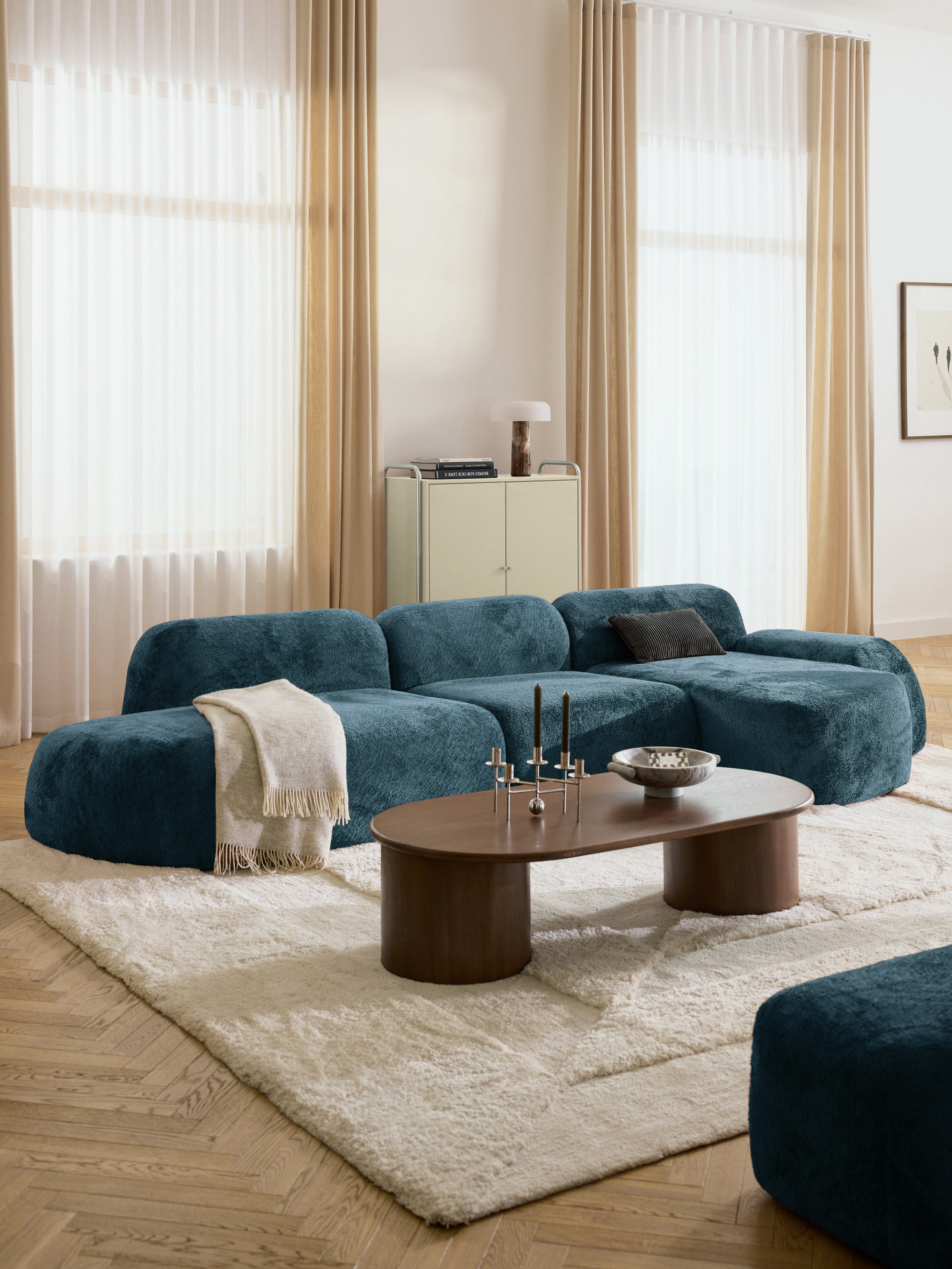 Wolke Modular Teddy Bouclé Corner Sofa (4-seater) with Chaise End