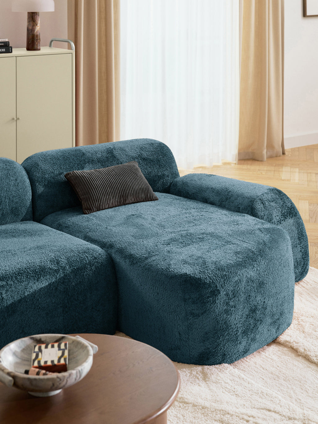 Wolke Modular Teddy Bouclé Corner Sofa (4-seater) with Chaise End