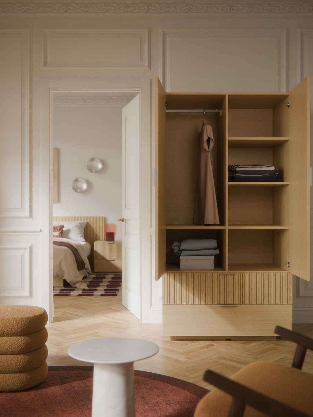 Sato Wooden Compact Wardrobe