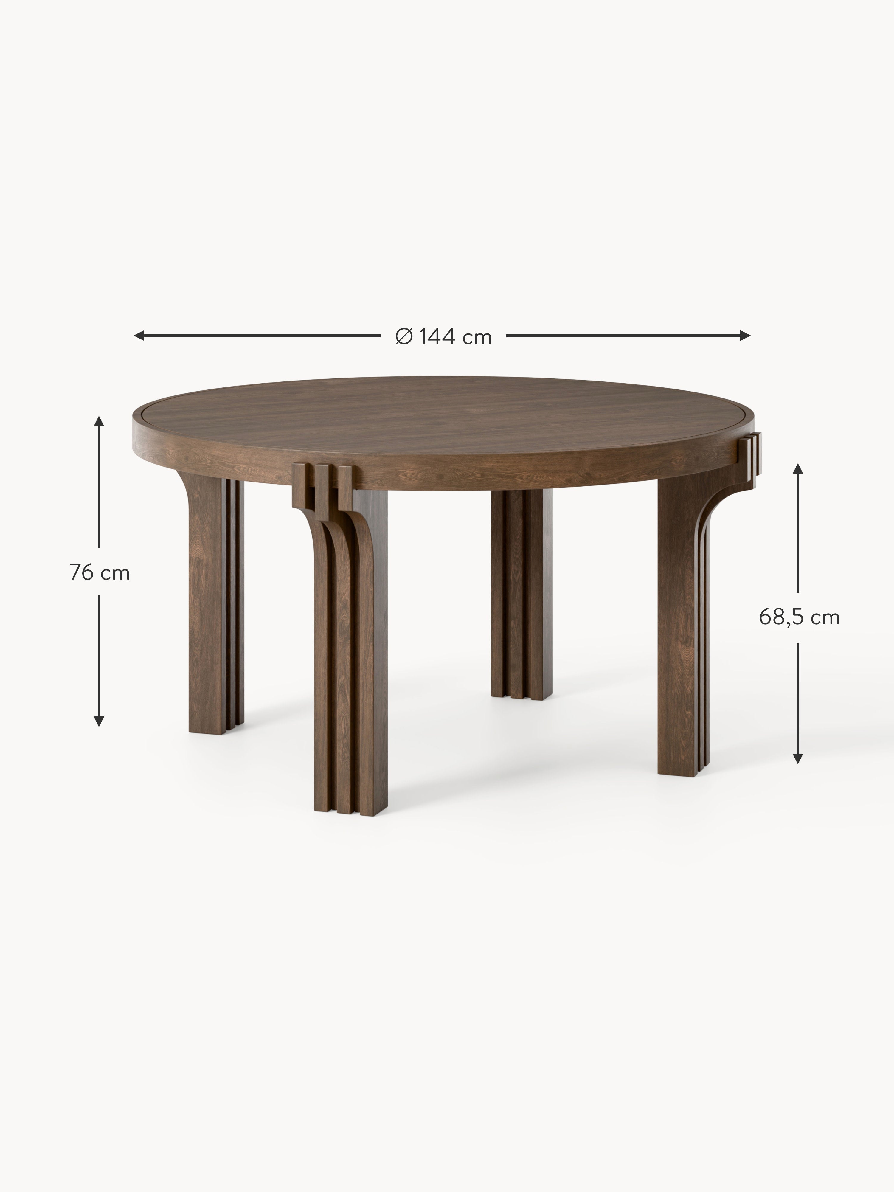 Nolan Round Oak Wood Dining Table, in various sizes