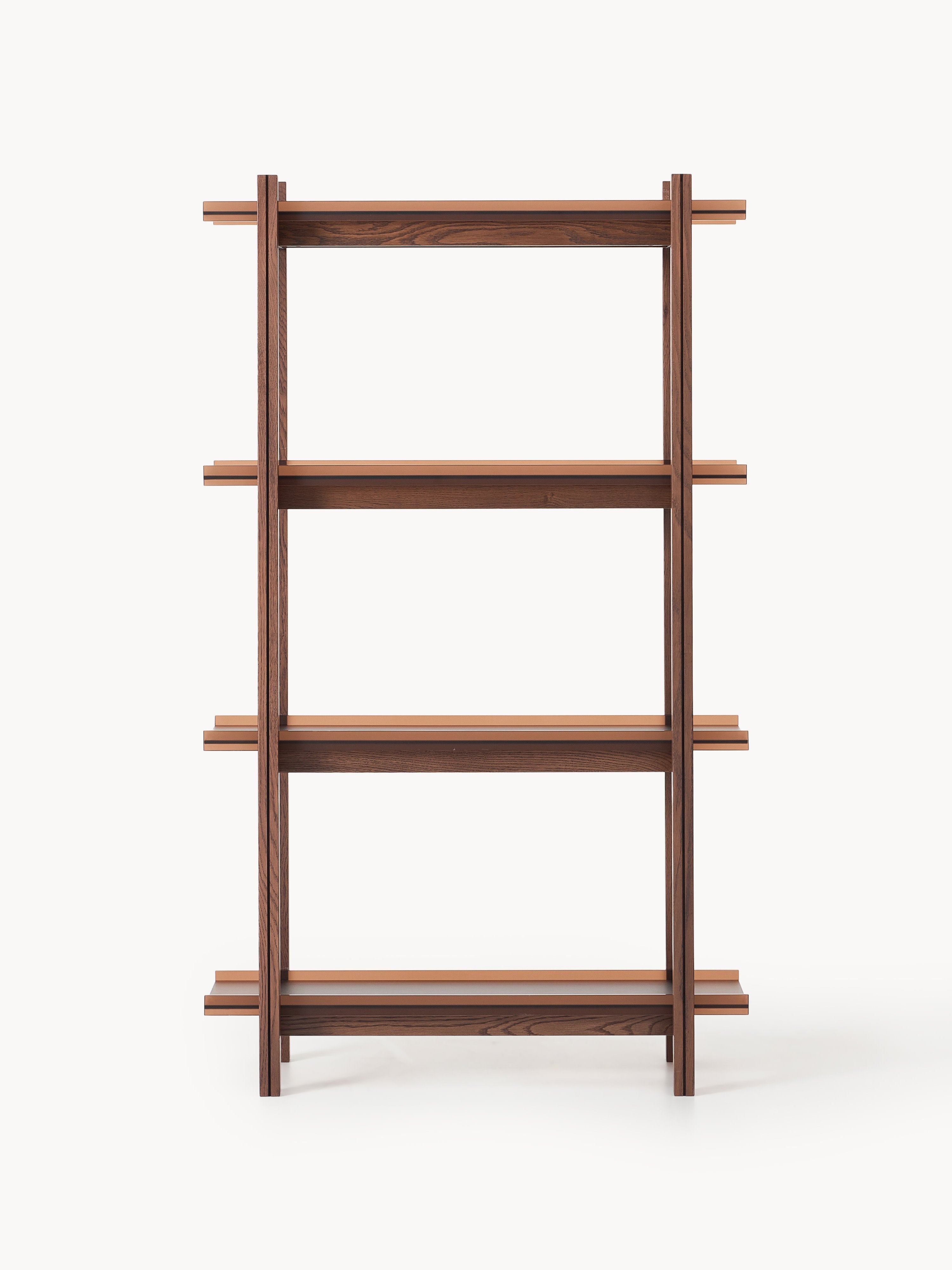 Alex Large Oak Shelving Unit with Glass Shelves