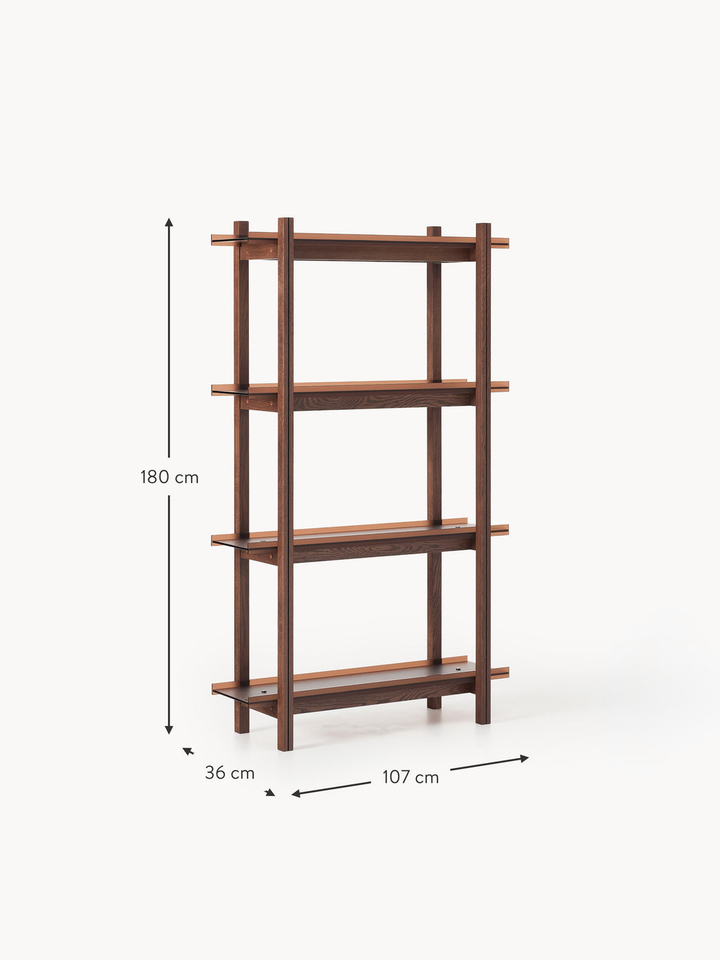 Alex Large Oak Shelving Unit with Glass Shelves