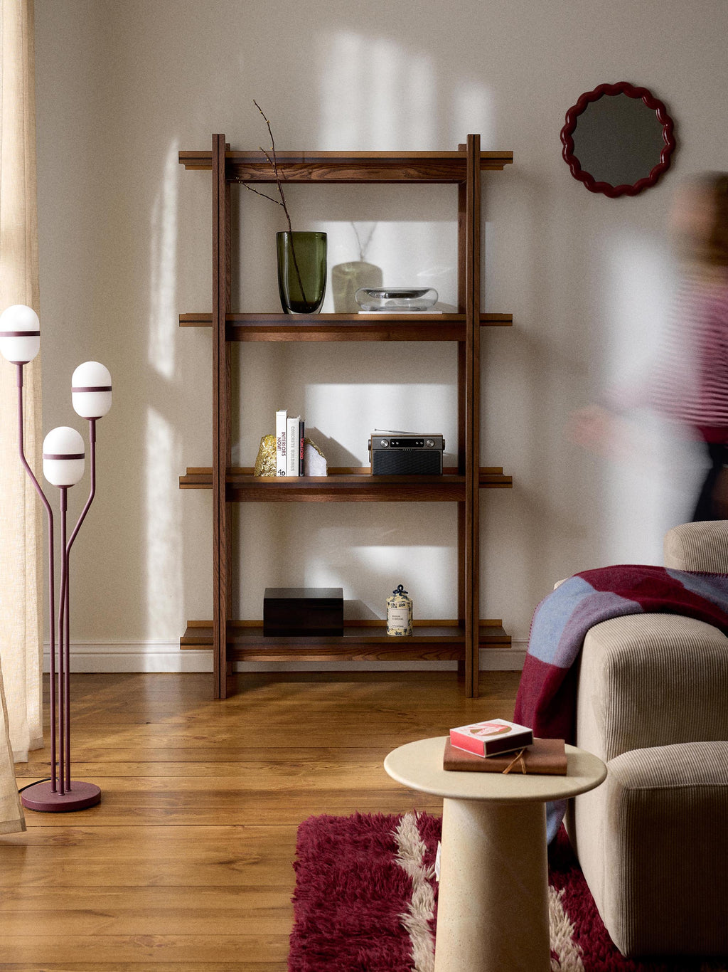 Alex Large Oak Shelving Unit with Glass Shelves