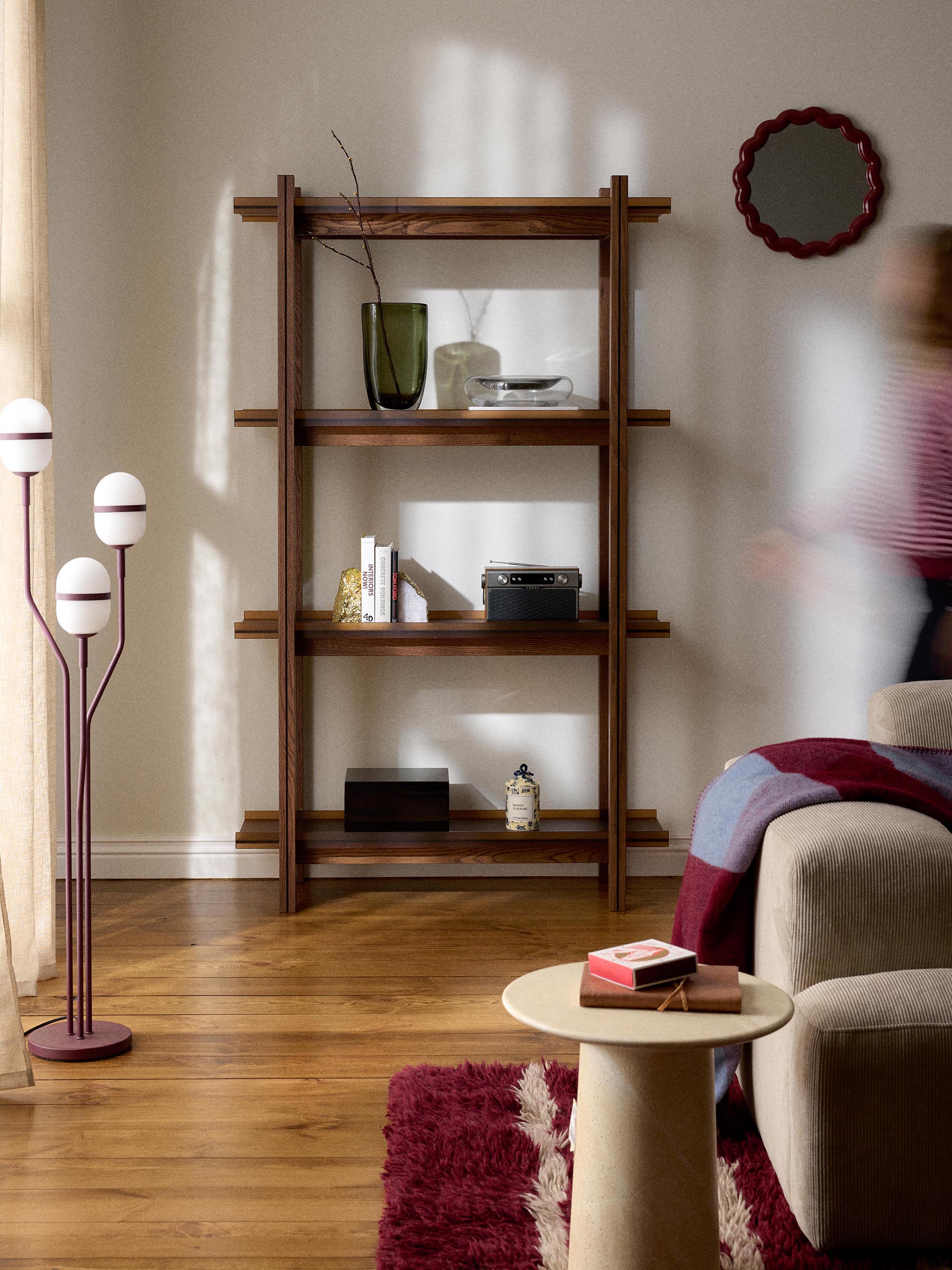 Alex Large Oak Shelving Unit with Glass Shelves