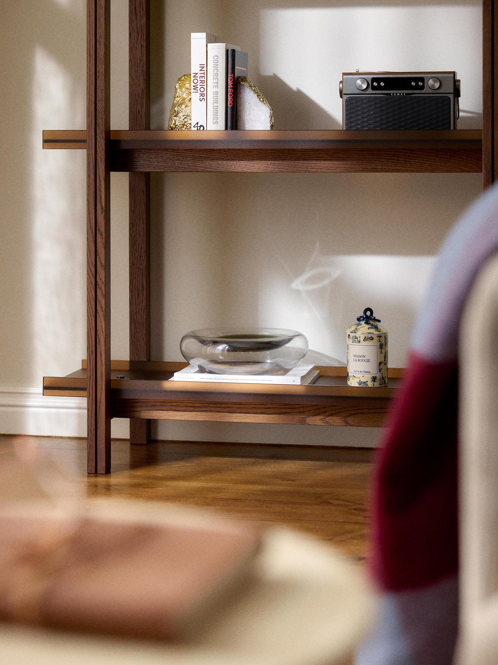 Alex Large Oak Shelving Unit with Glass Shelves