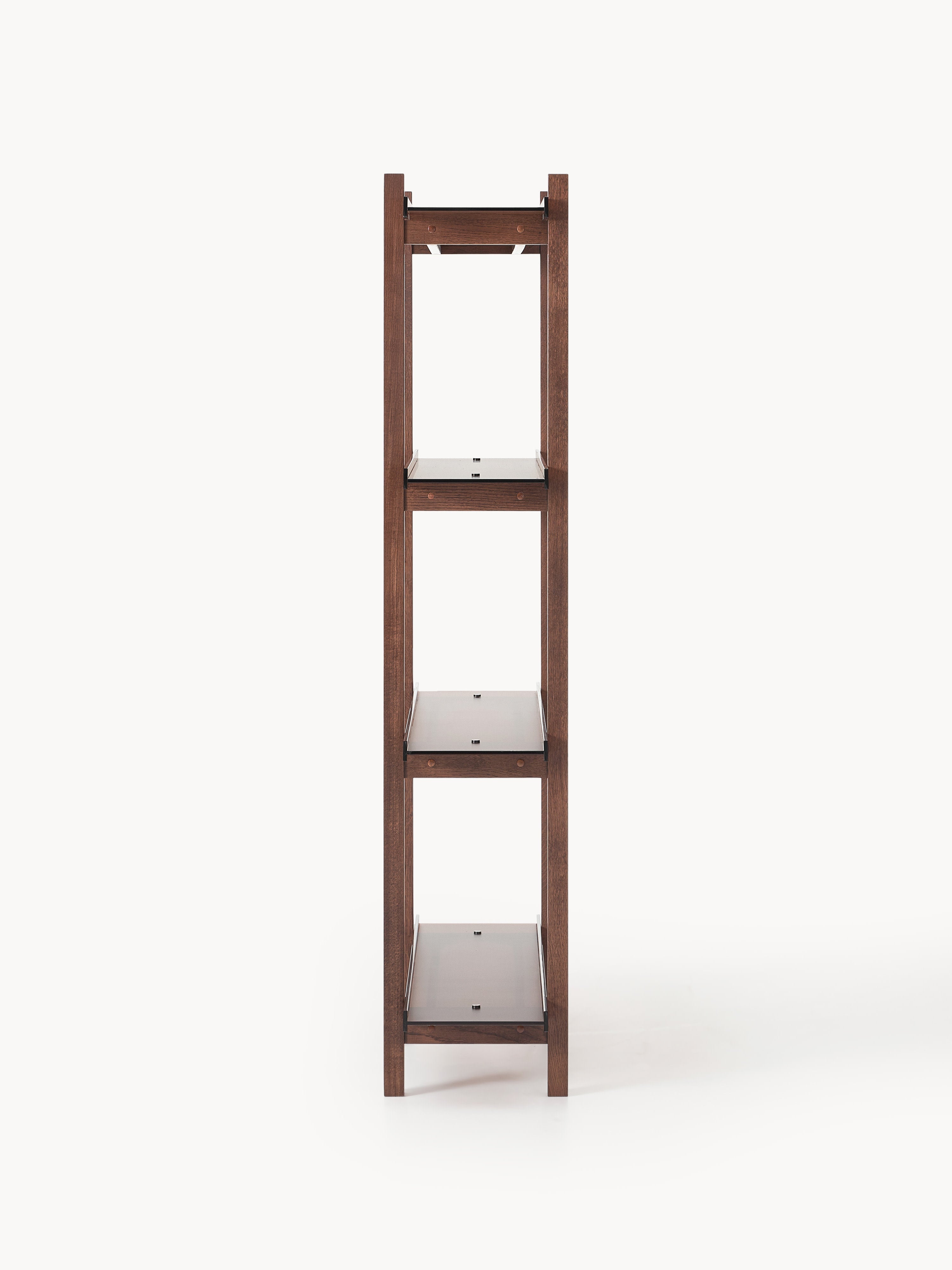 Alex Large Oak Shelving Unit with Glass Shelves
