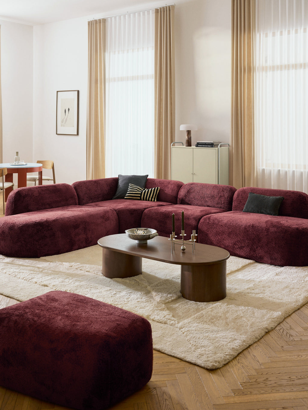 Wolke XL Modular Teddy Bouclé Corner Sofa with Chaise Ends