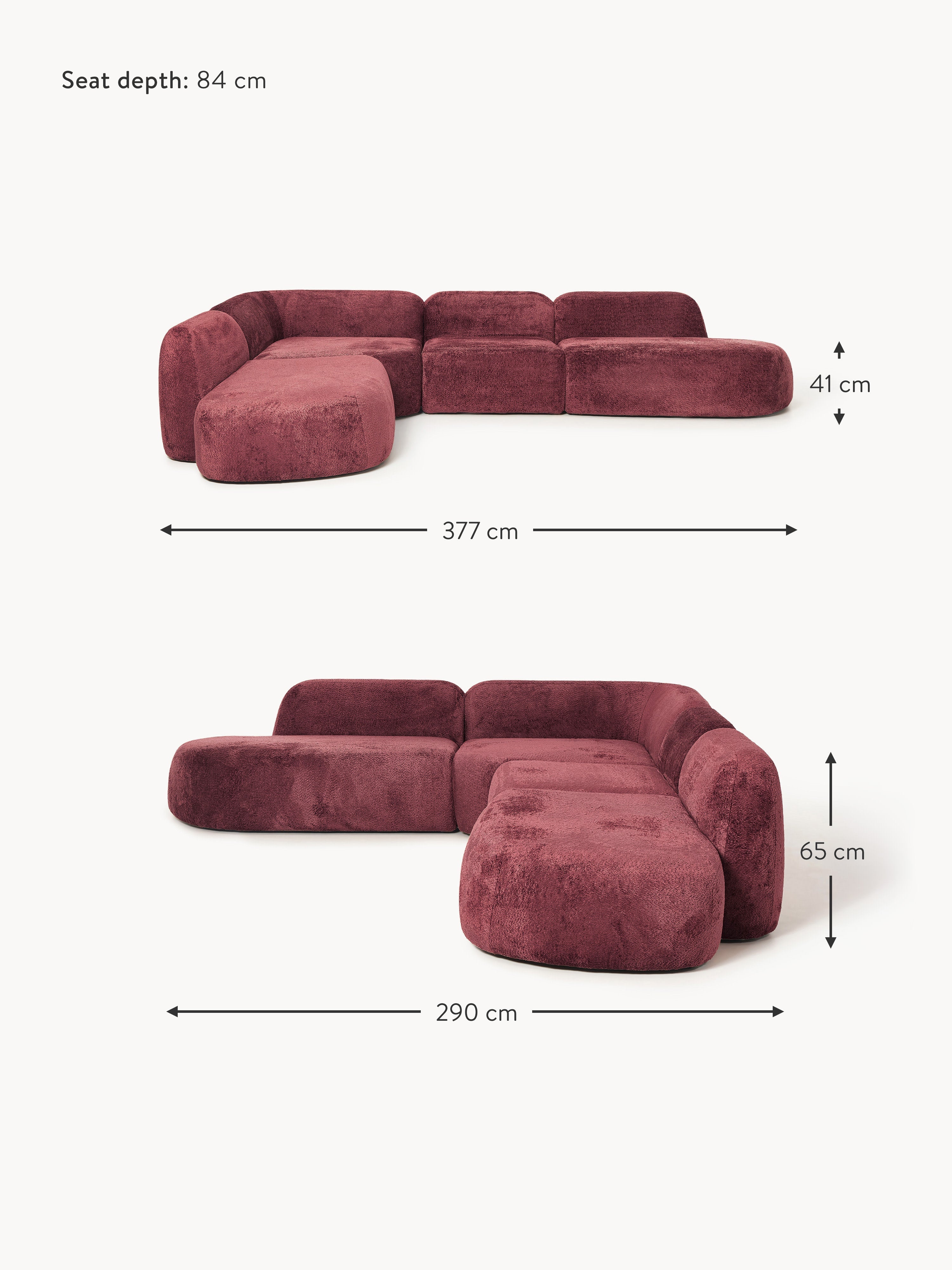 Wolke XL Modular Teddy Bouclé Corner Sofa with Chaise Ends