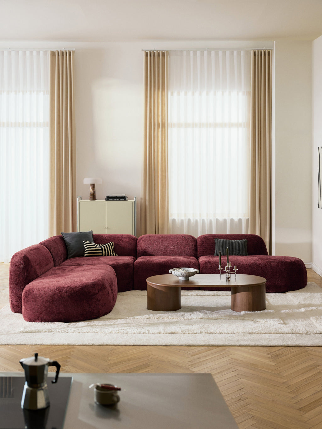 Wolke XL Modular Teddy Bouclé Corner Sofa with Chaise Ends