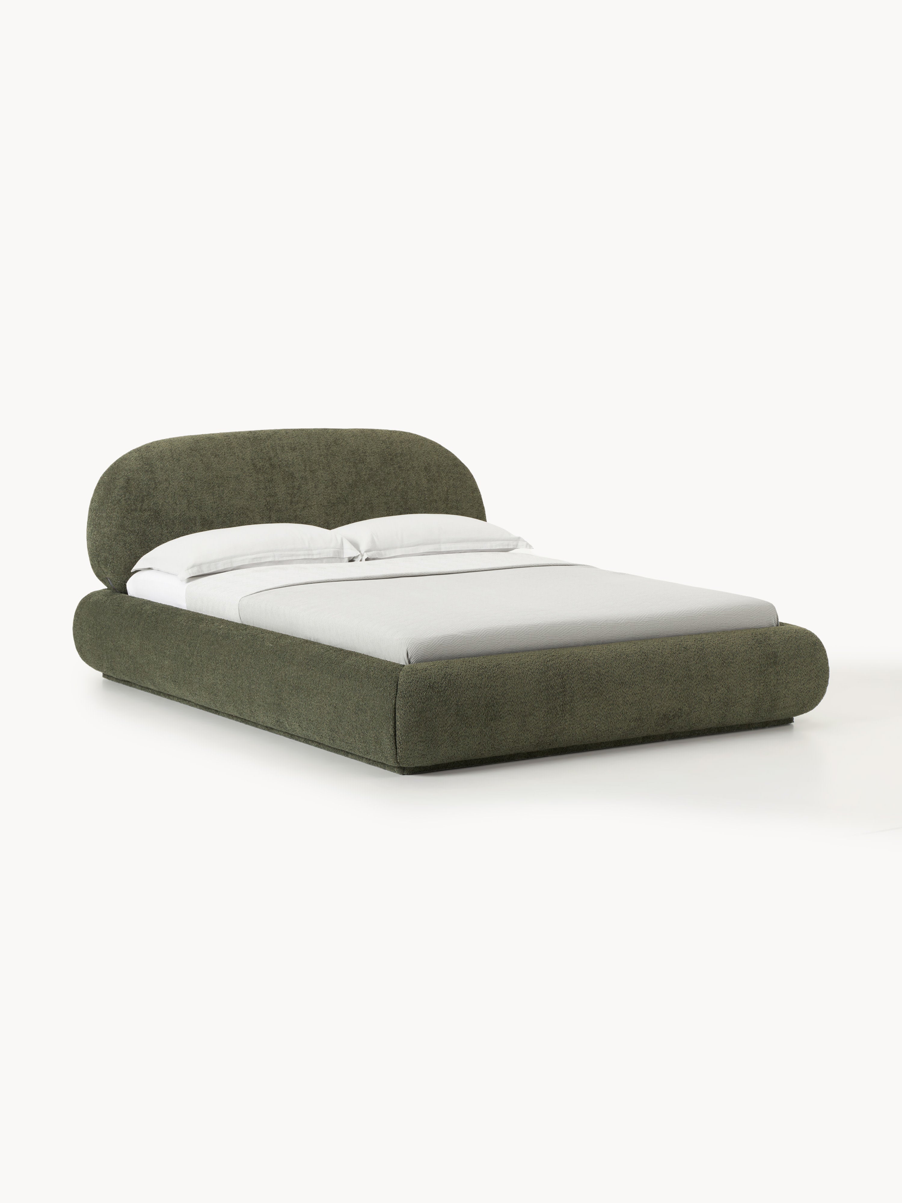 Gallery image 1 - Upholstered Teddy Bouclé Bed Alba with Storage