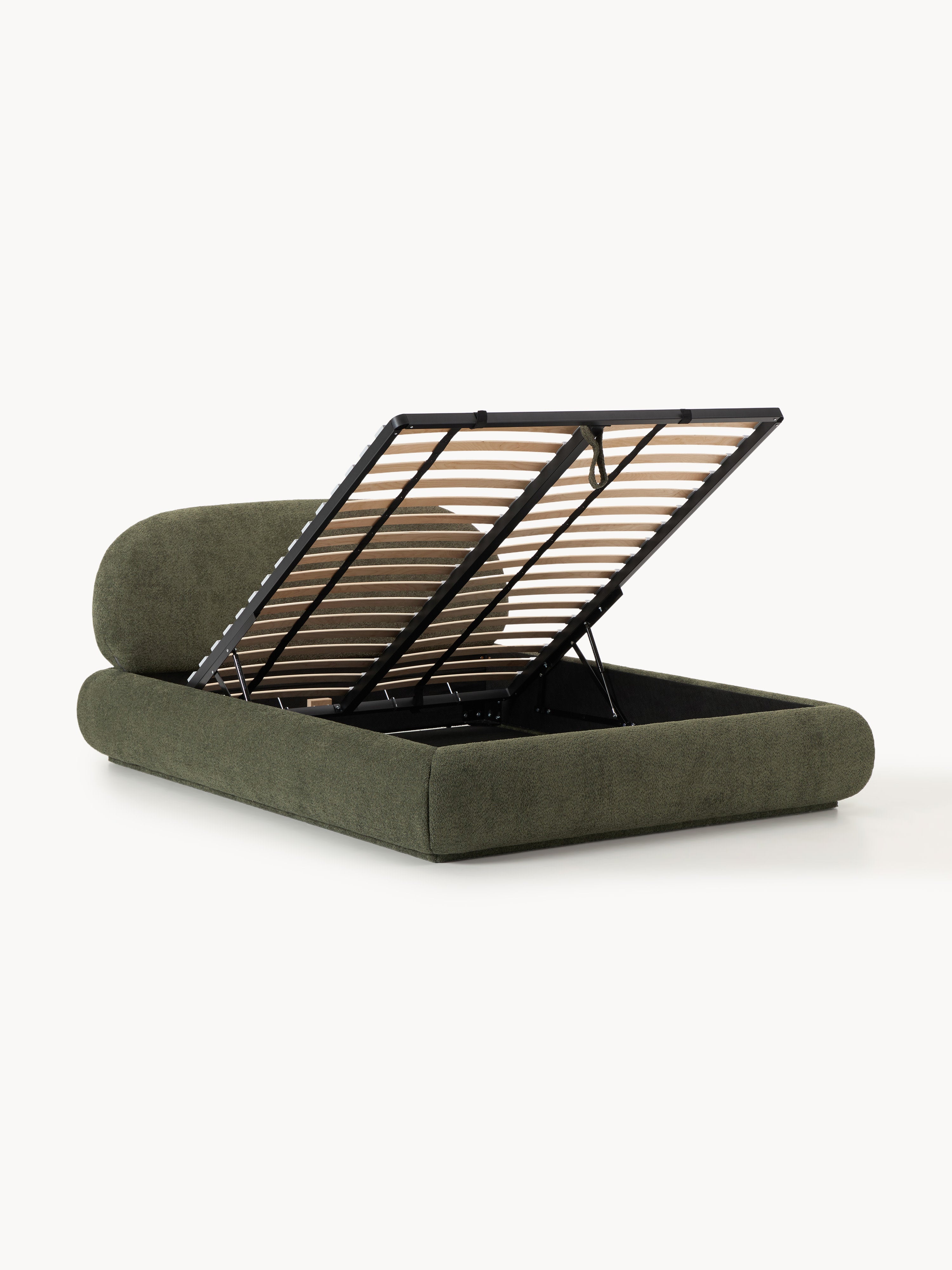 Alba Upholstered Teddy Bouclé Bed with Storage