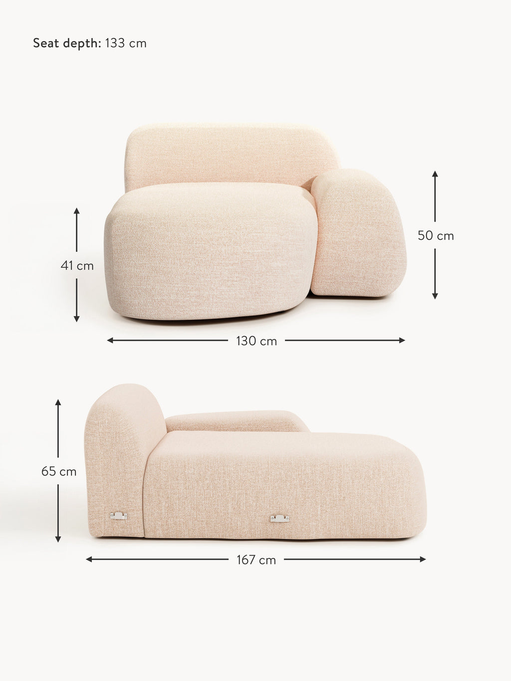 Wolke Bouclé Chaise Corner Module