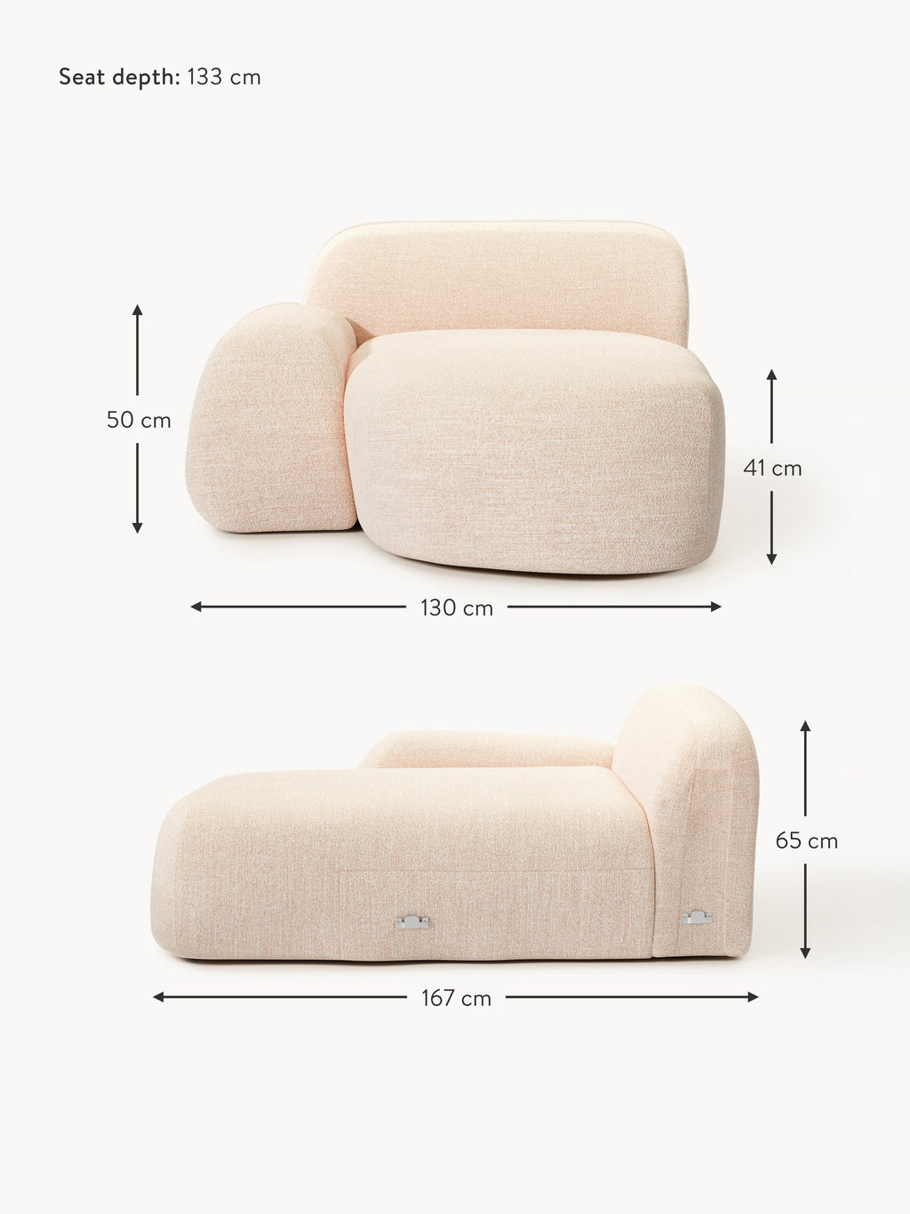Wolke Bouclé Chaise Corner Module