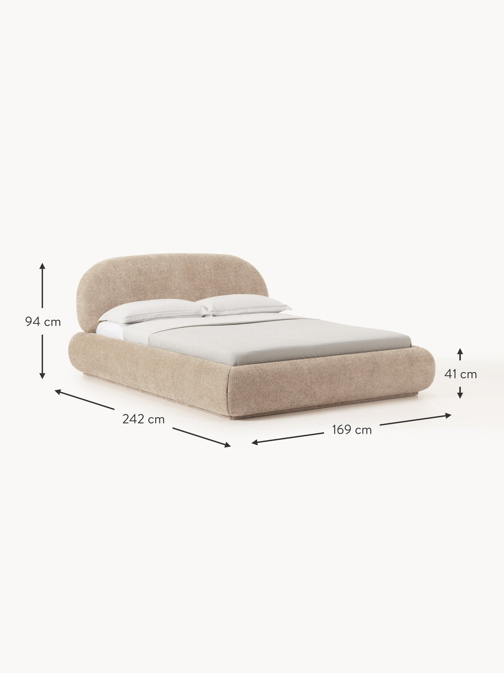 Alba Upholstered Teddy Bouclé Bed