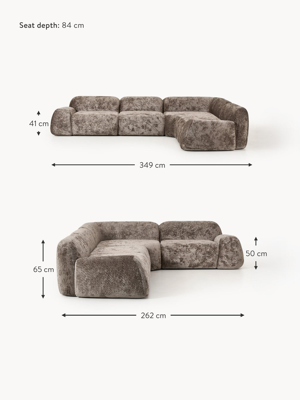Wolke Modular Teddy Bouclé Corner Sofa (4-seater)