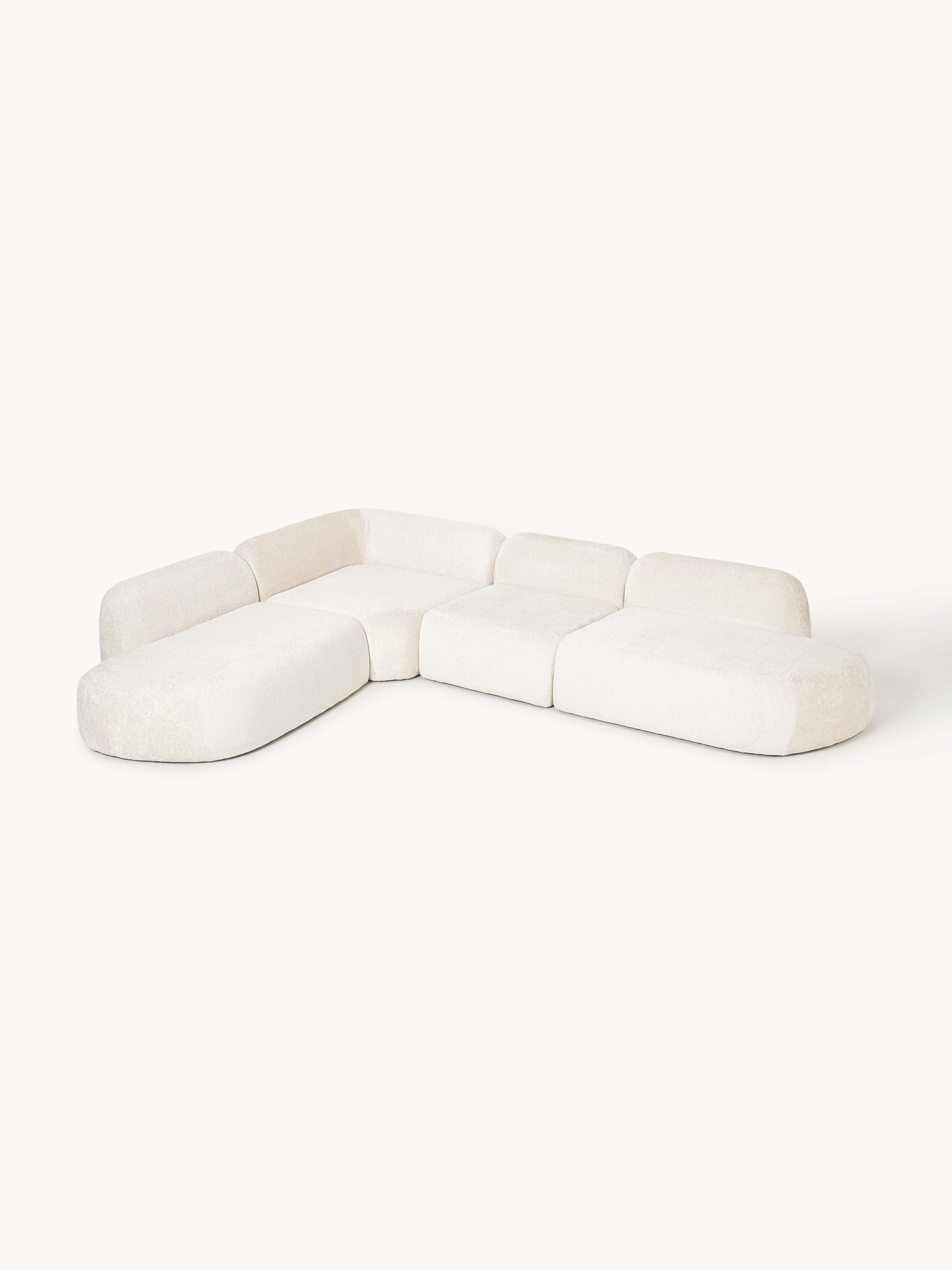 Wolke XL Modular Teddy Bouclé Corner Sofa with Chaise Ends
