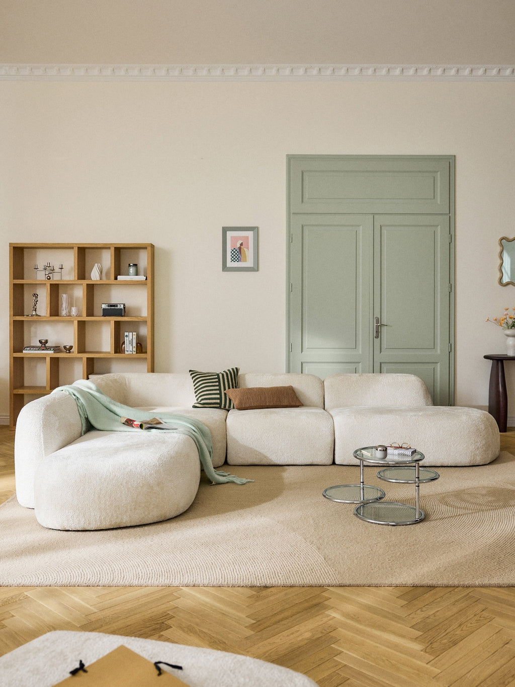 Wolke XL Modular Teddy Bouclé Corner Sofa with Chaise Ends