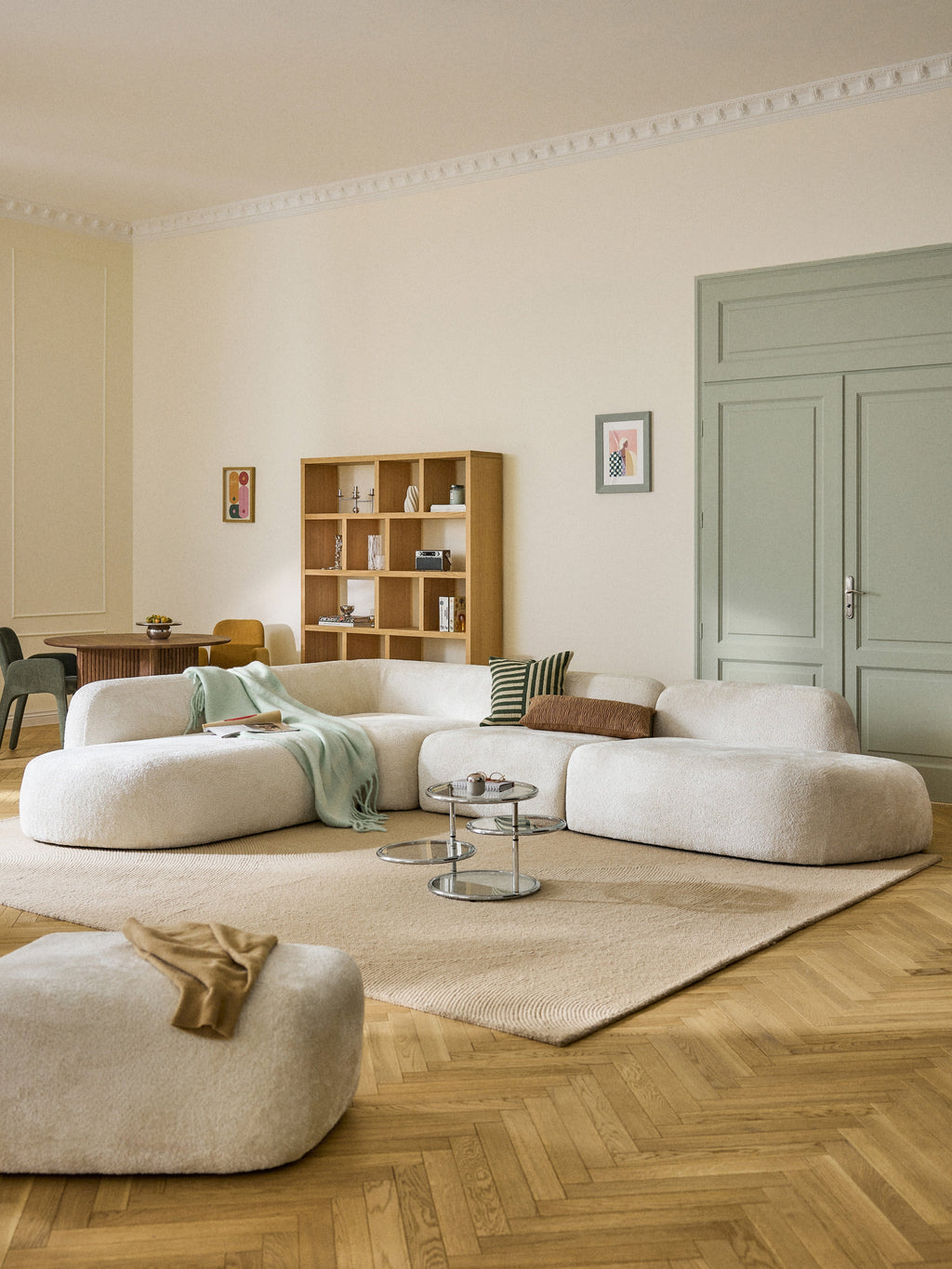 Wolke XL Modular Teddy Bouclé Corner Sofa with Chaise Ends