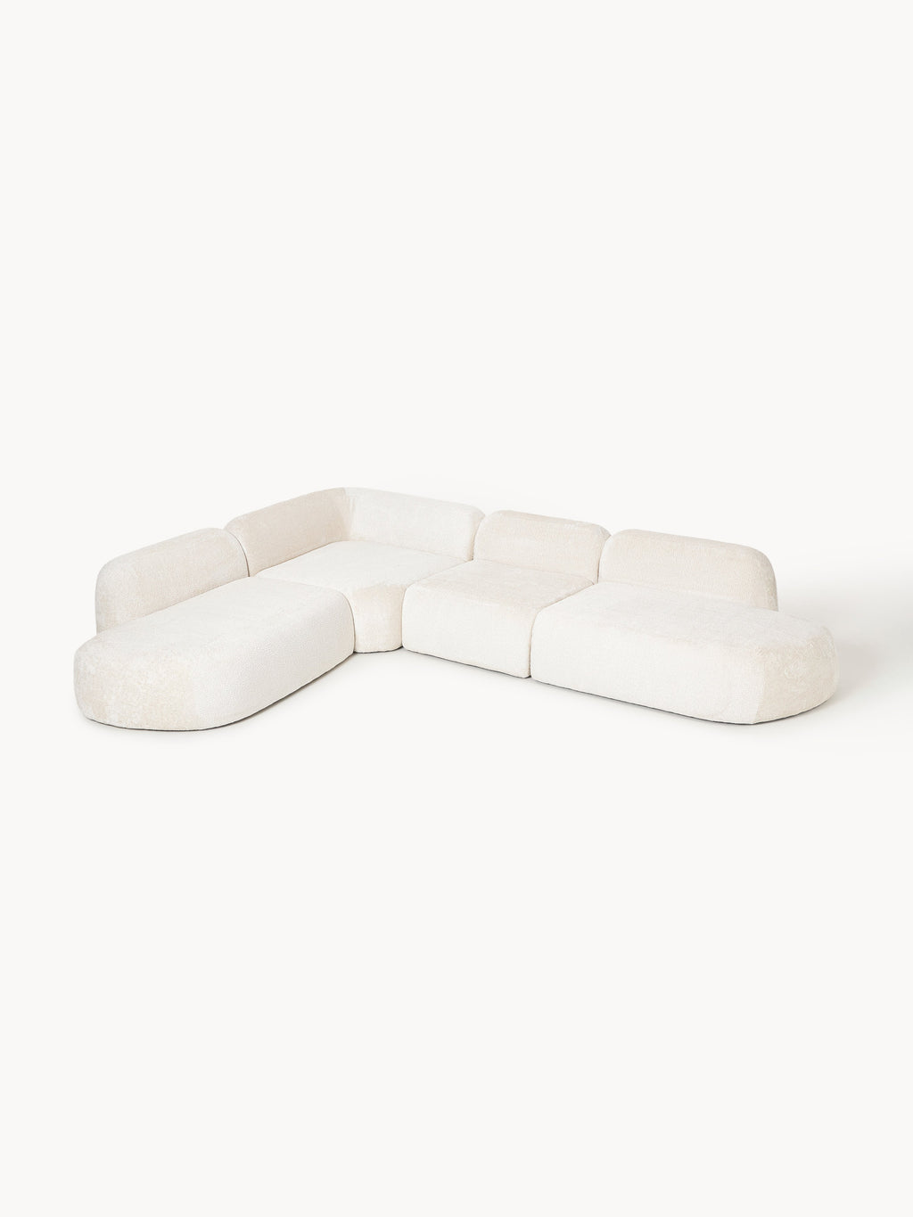 Wolke XL Modular Teddy Bouclé Corner Sofa with Chaise Ends