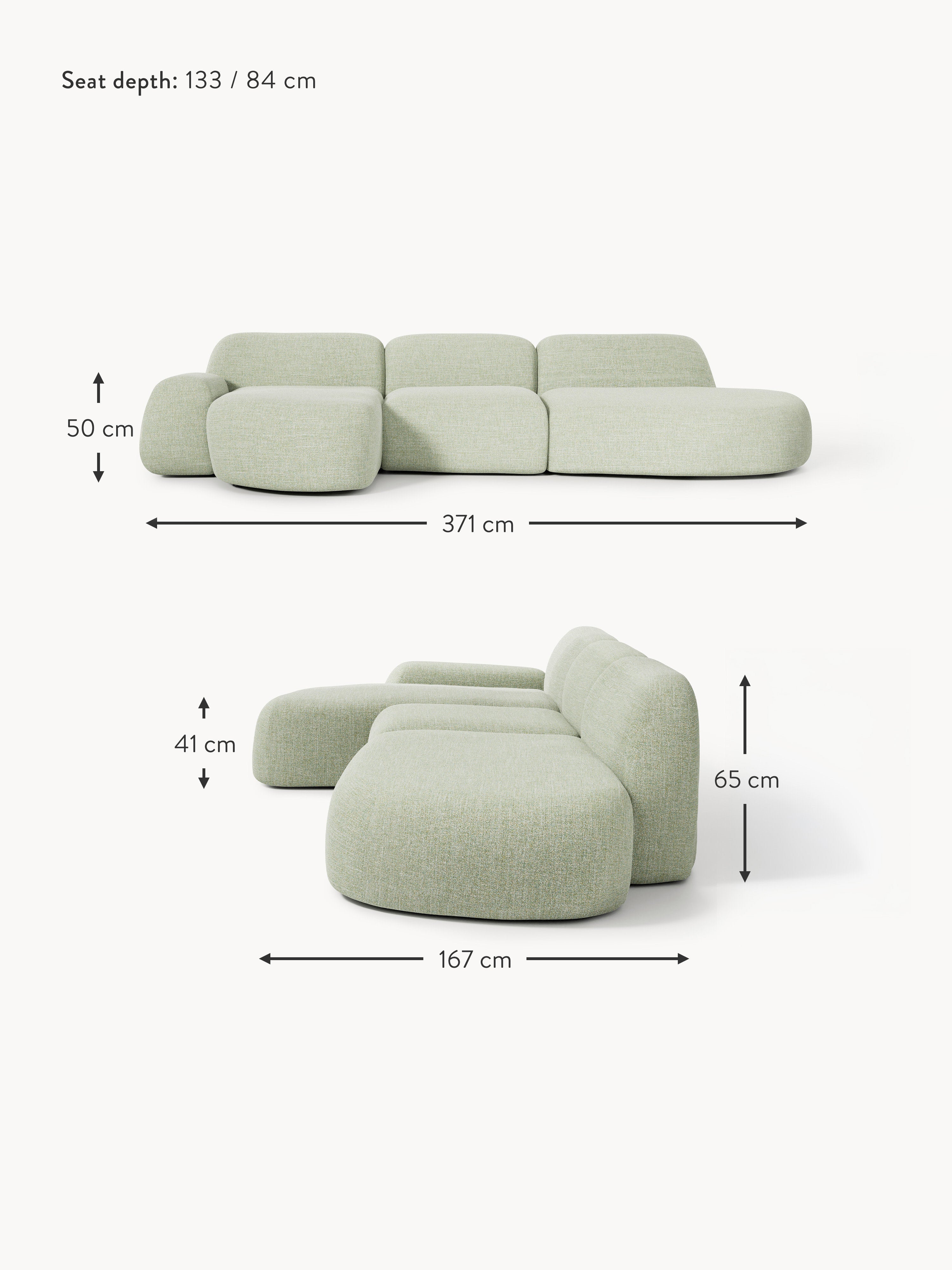 Wolke Modular Bouclé Corner Sofa (4-seater) with Chaise End