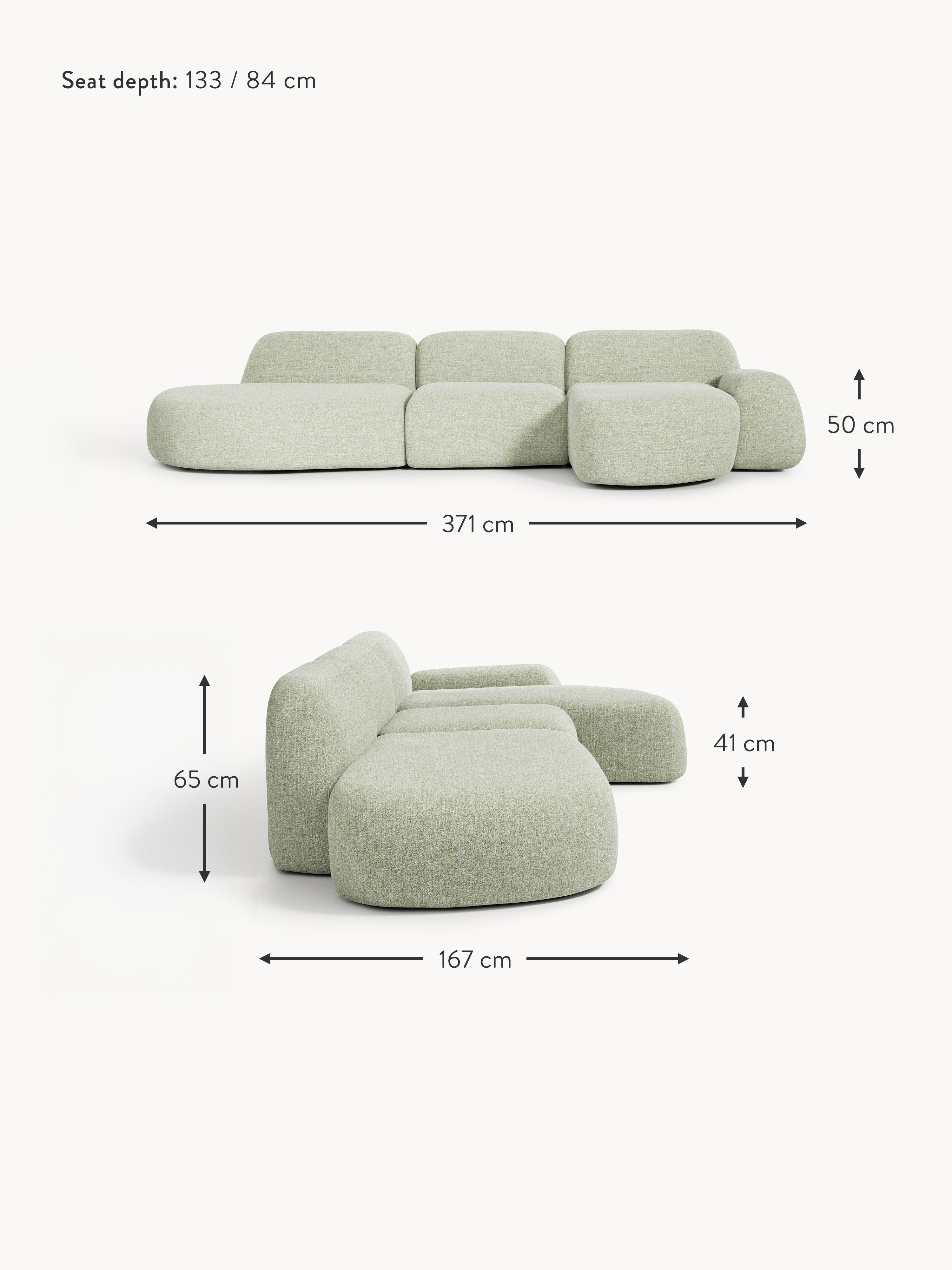Wolke Modular Bouclé Corner Sofa (4-seater) with Chaise End