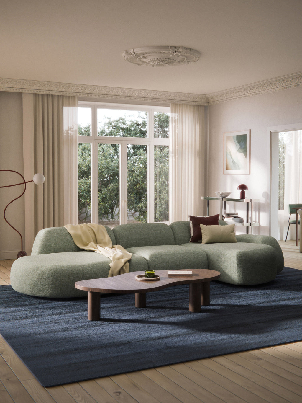 Wolke Modular Bouclé Corner Sofa (4-seater) with Chaise End