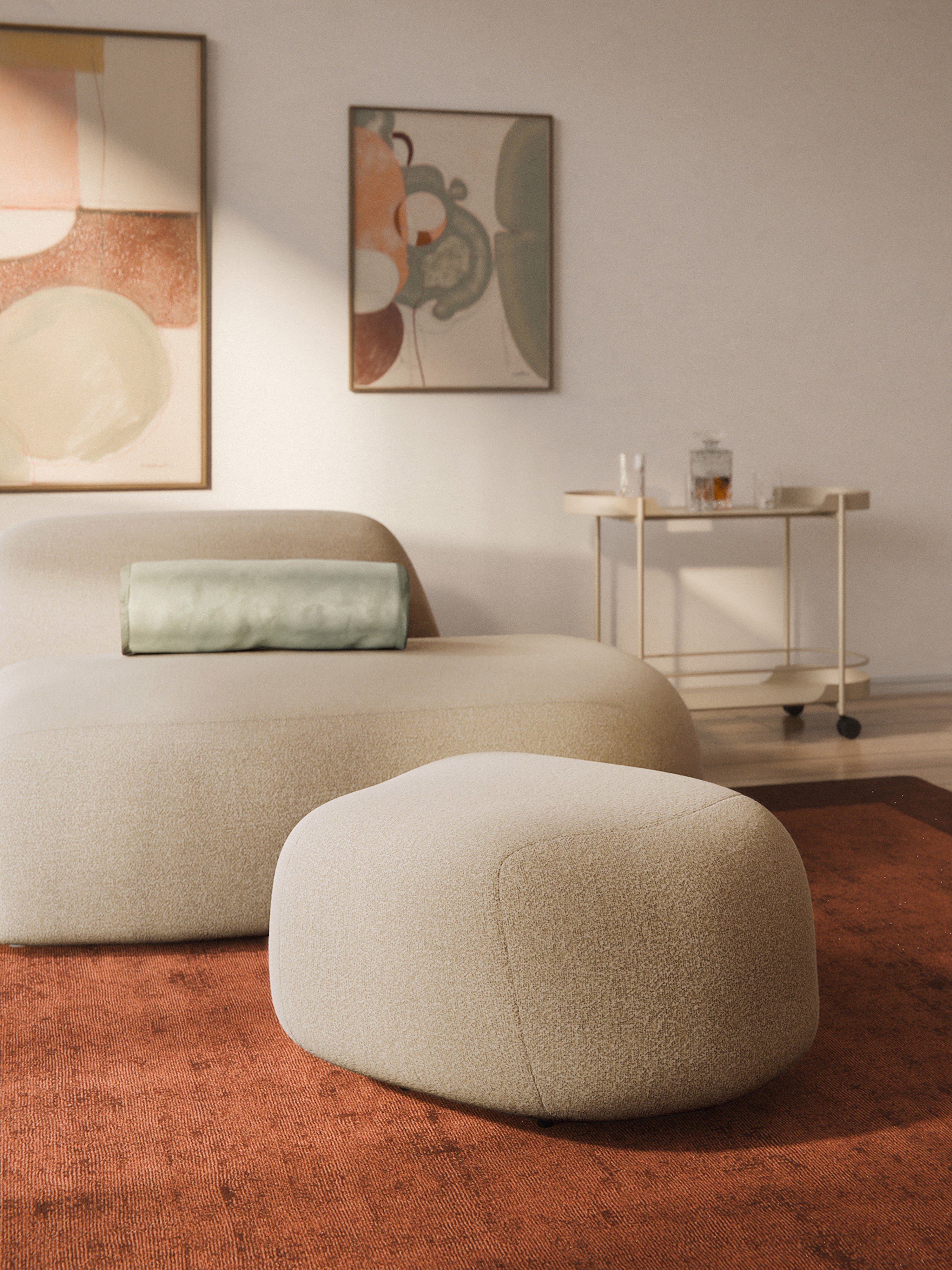 Wolke Oval Bouclé Ottoman