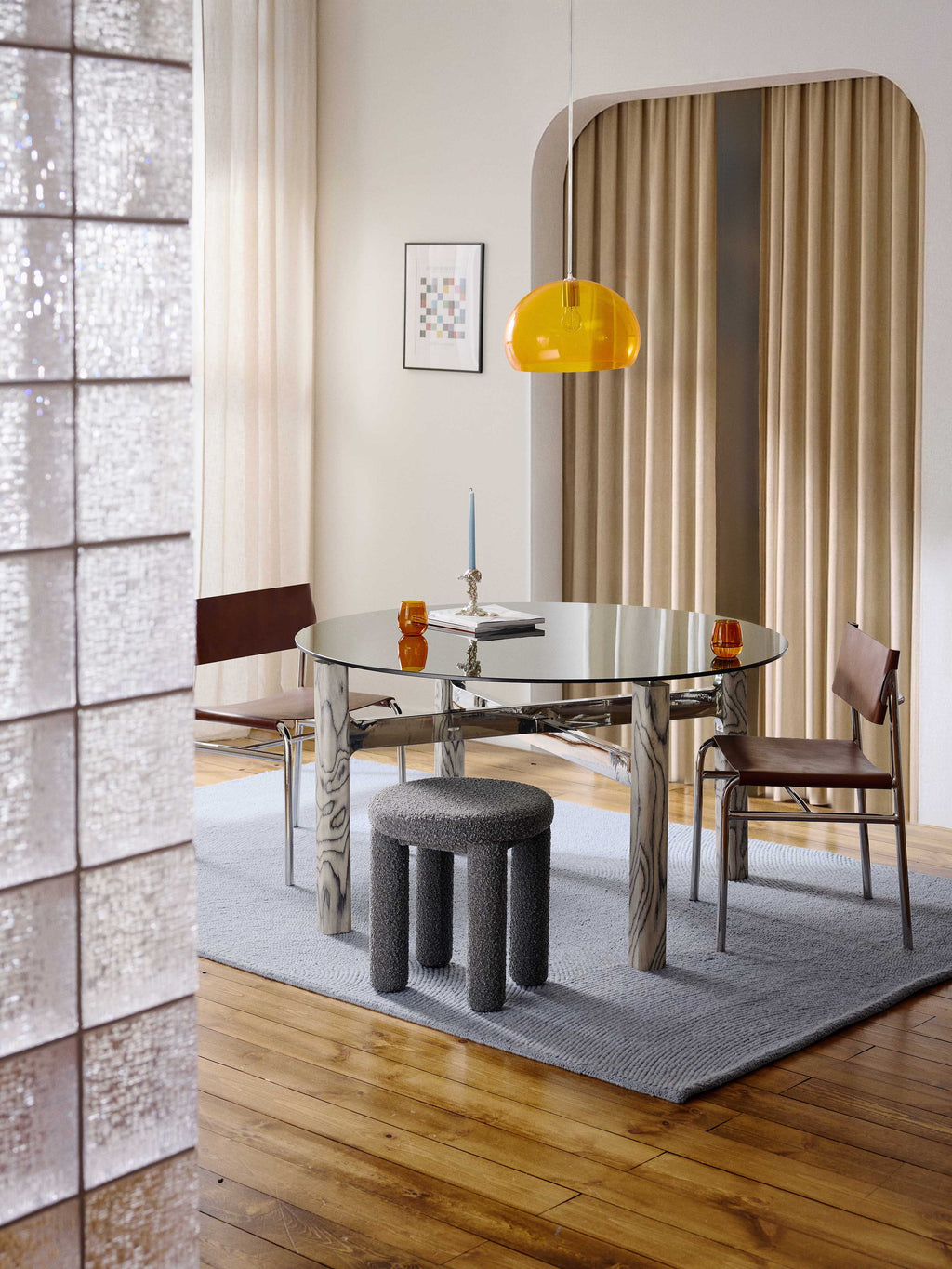 Sam Dining Table with Glass Top, in various sizes