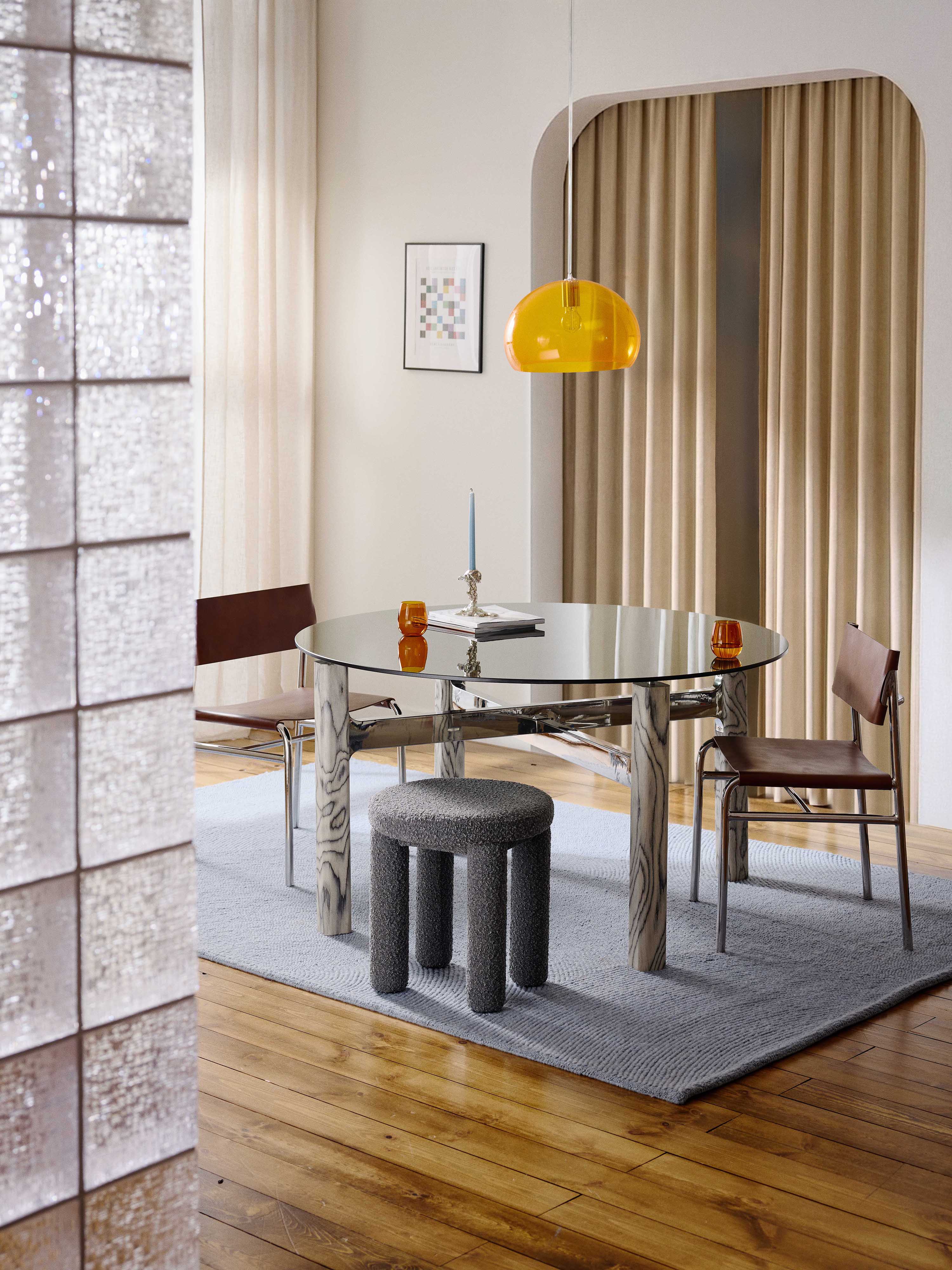 Sam Dining Table with Glass Top, in various sizes