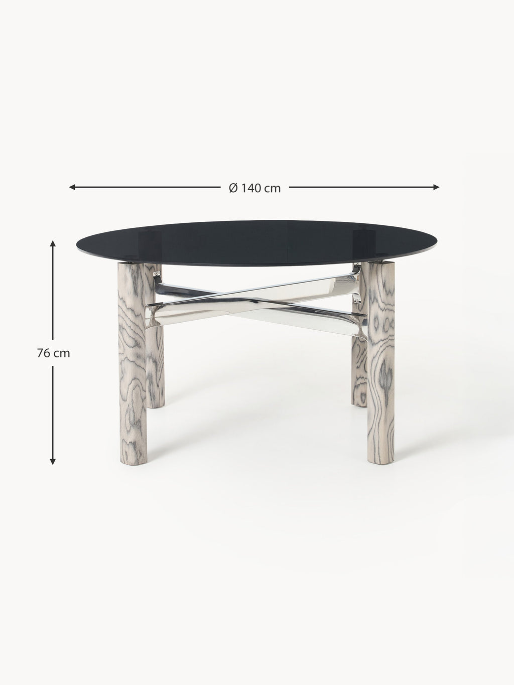 Sam Dining Table with Glass Top, in various sizes