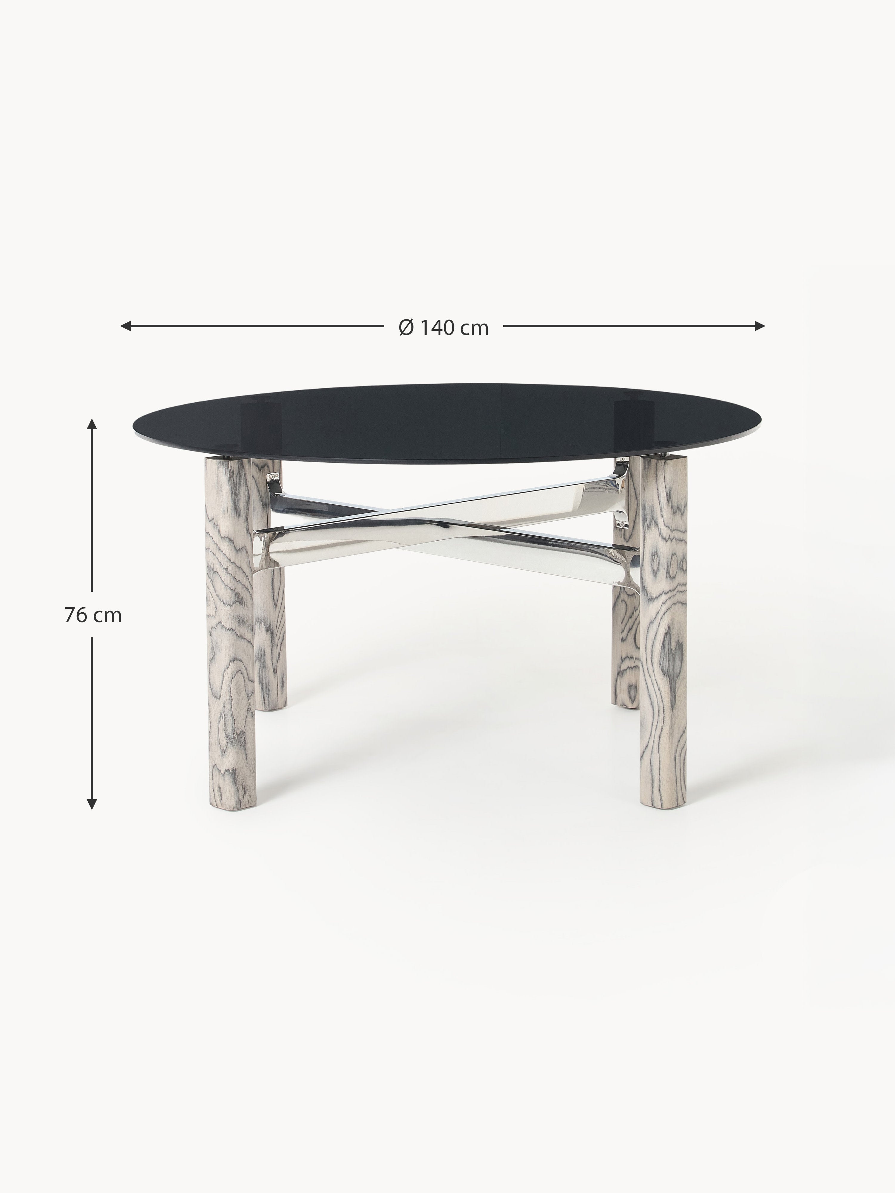 Sam Dining Table with Glass Top, in various sizes