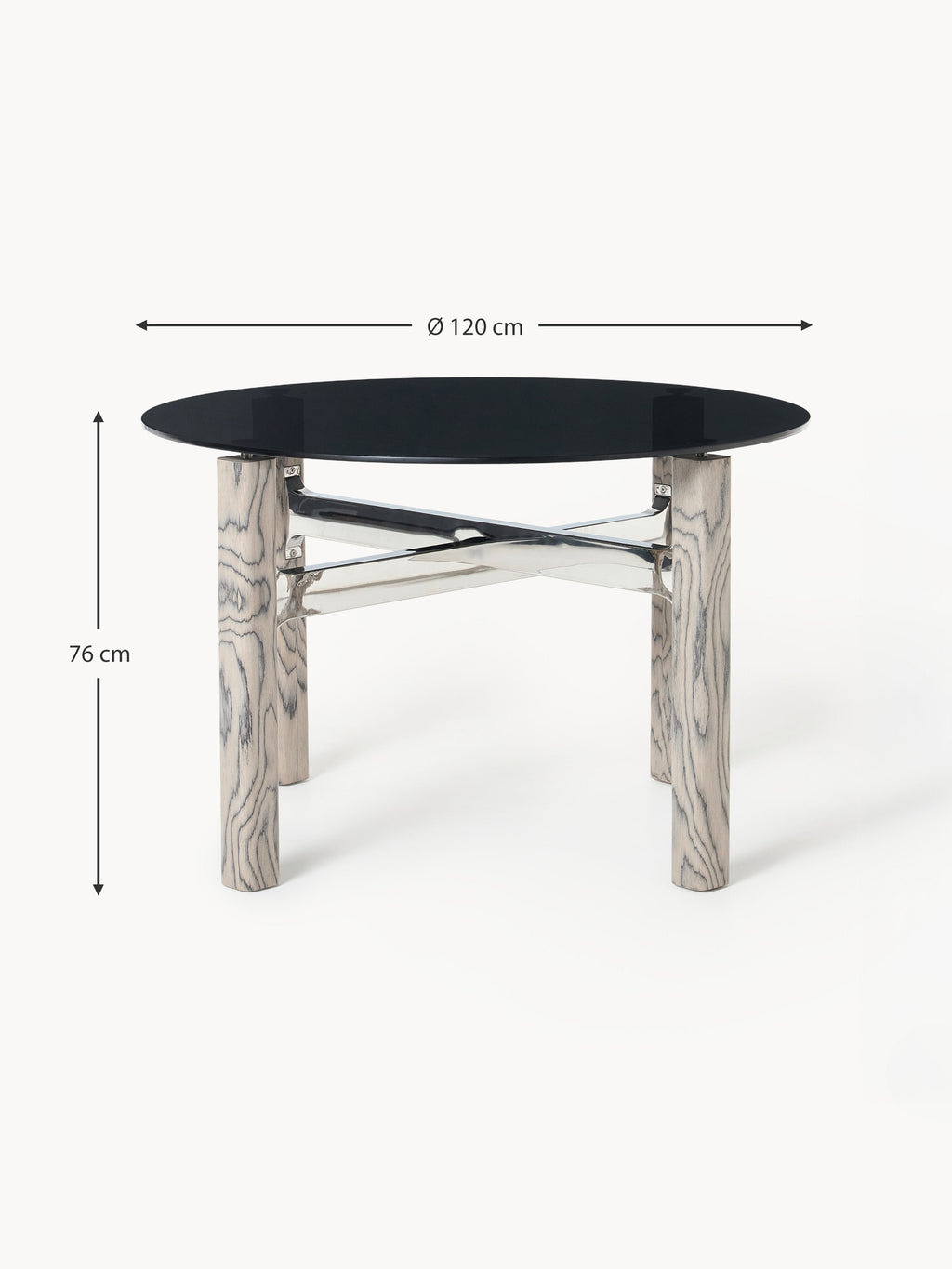 Sam Dining Table with Glass Top, in various sizes