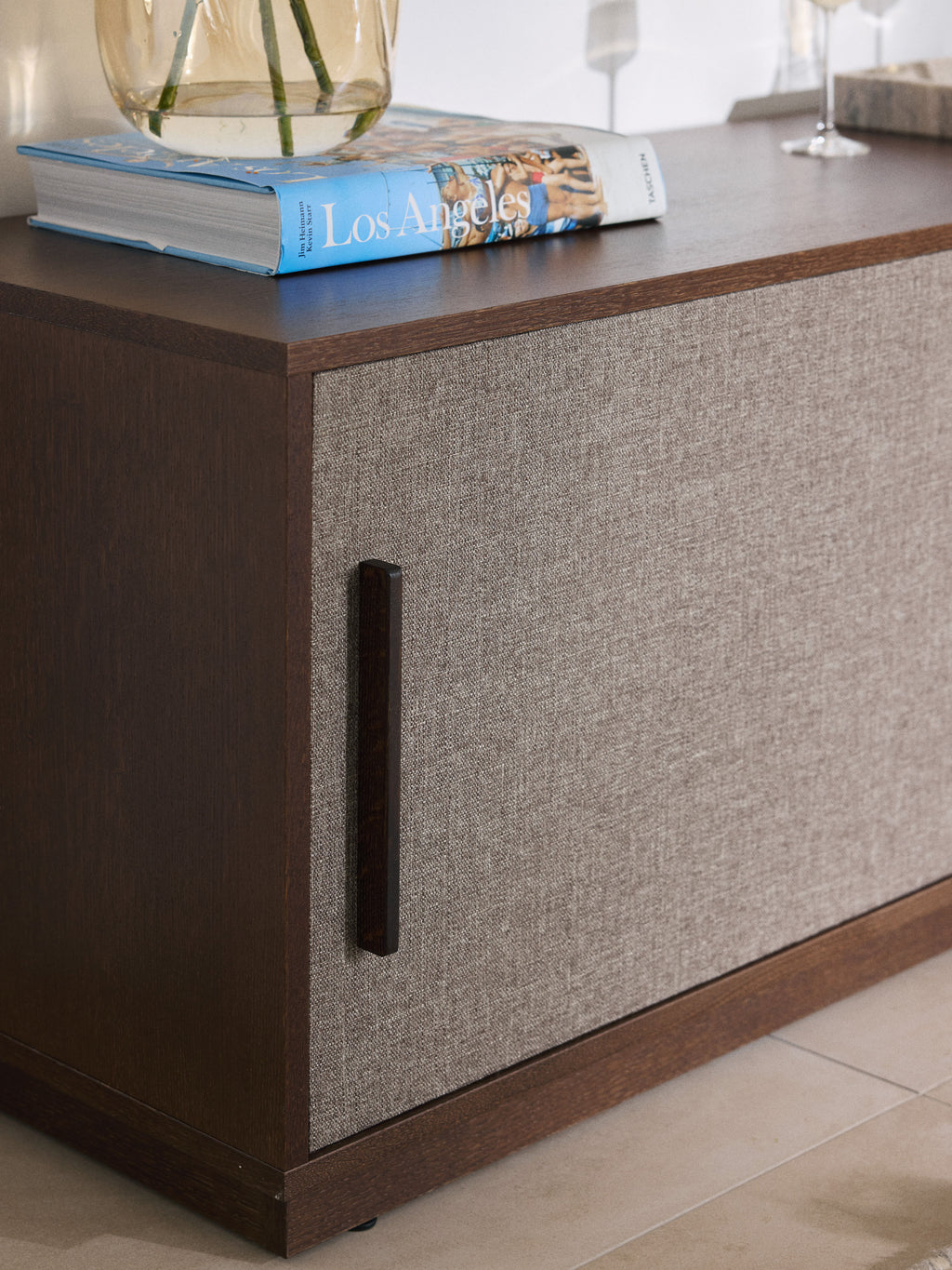 Wisp Wooden TV Stand with Upholstered Front