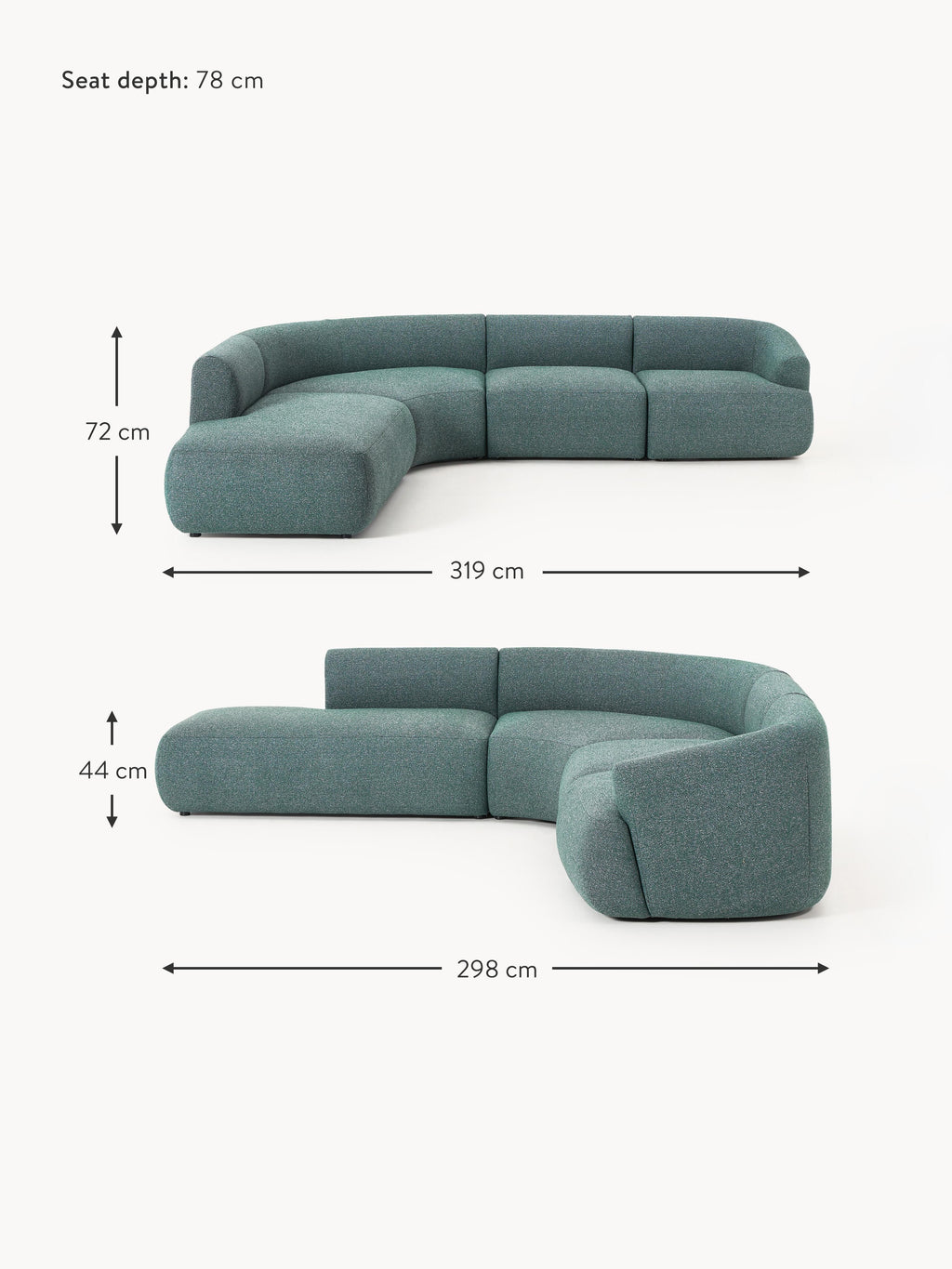 Sofia Modular Bouclé Corner Sofa (4-seater)