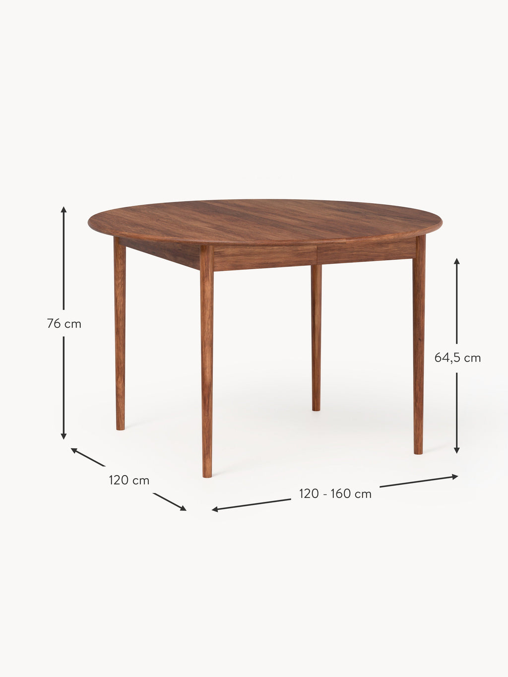 Paul Round Extendable Dining Table, in various sizes