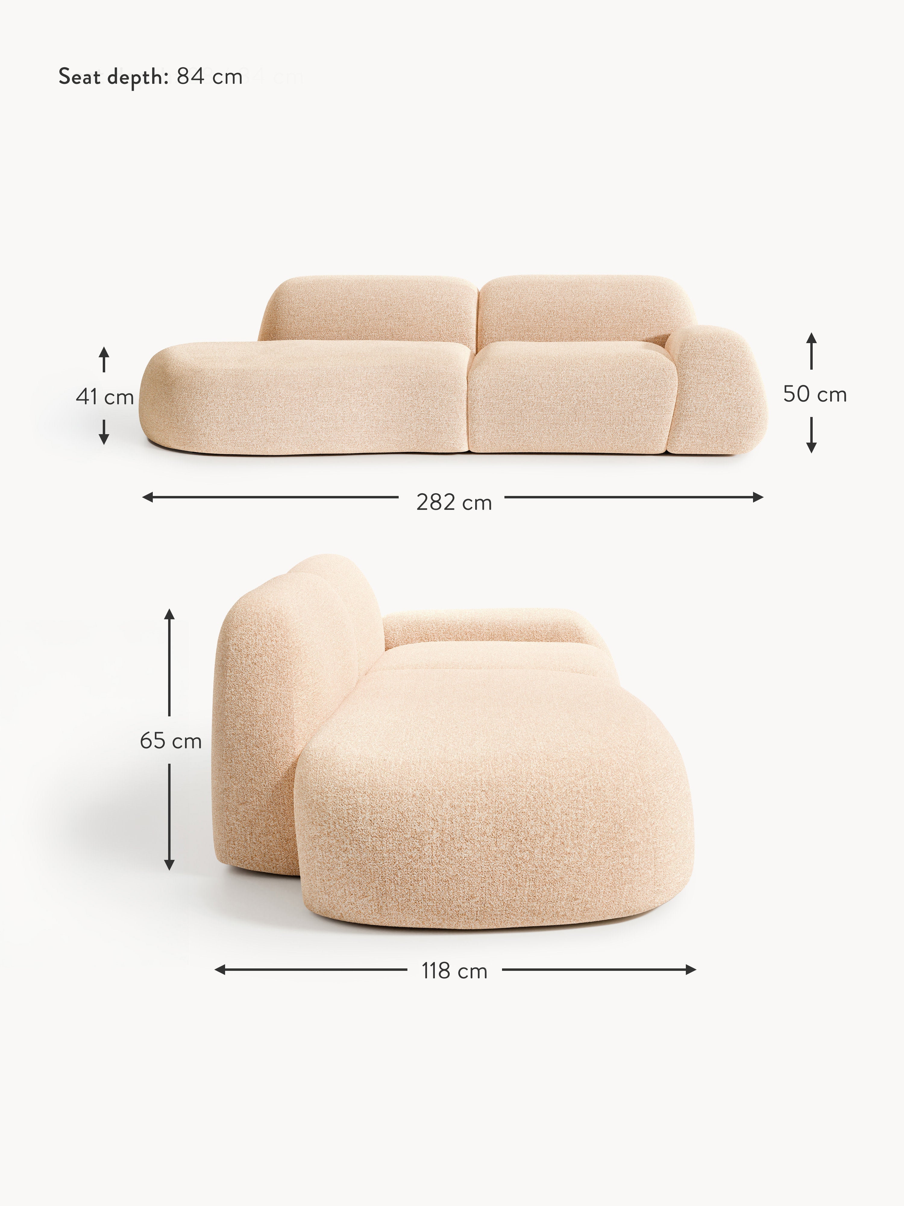 Wolke Modular Bouclé Chaise (3-seater)